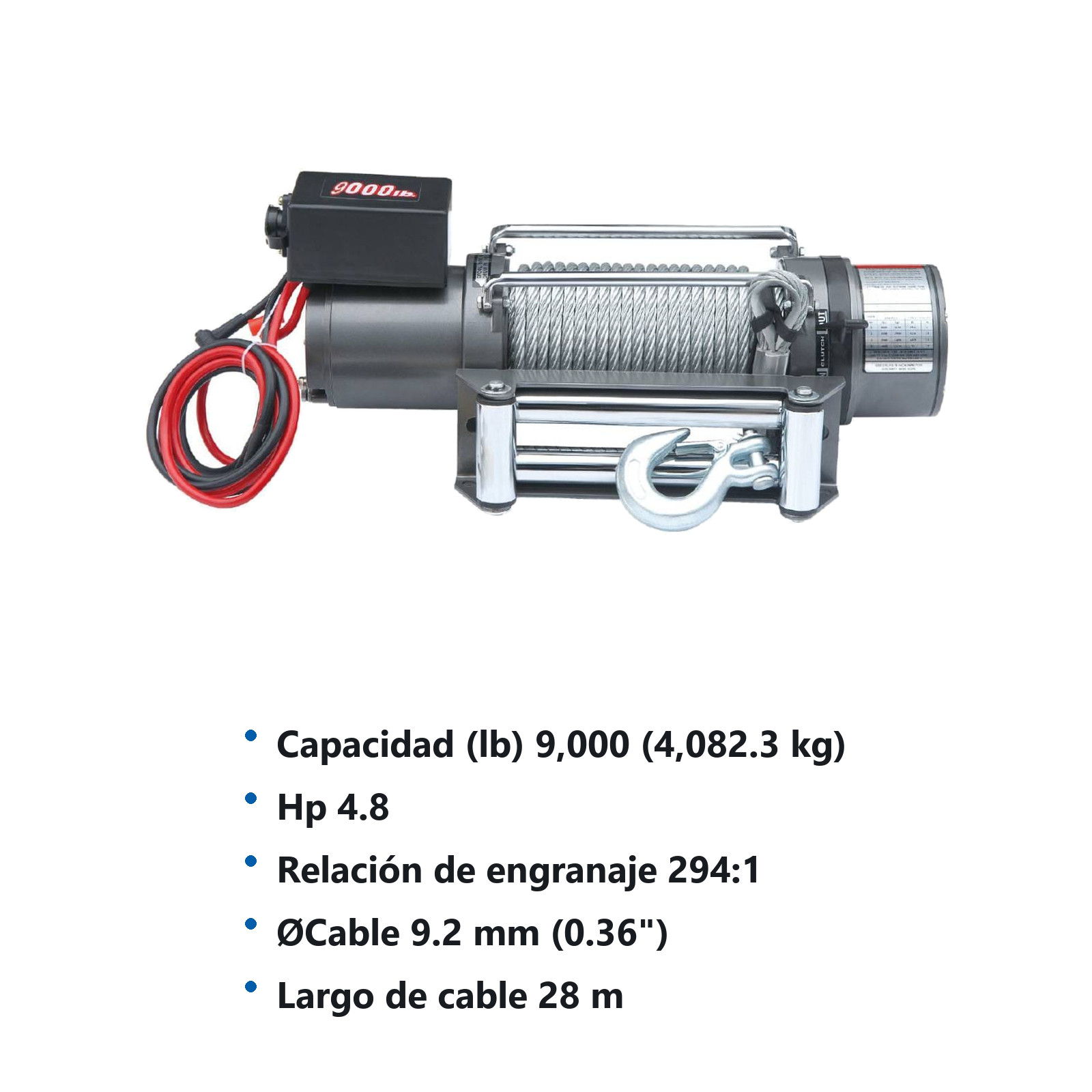 WINCH ELECTRICO DW9000 12V-9000LBS - Imagen 2