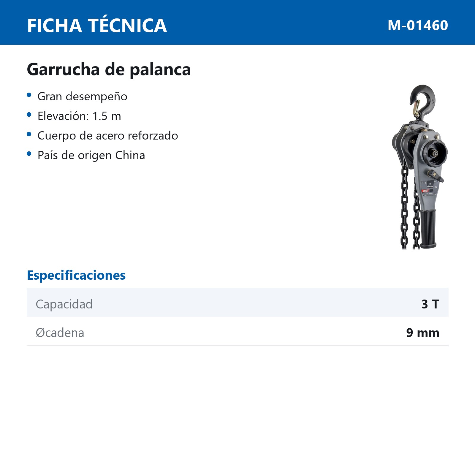 GARRUCHA D/PALANCA 3 TON. - Imagen 2