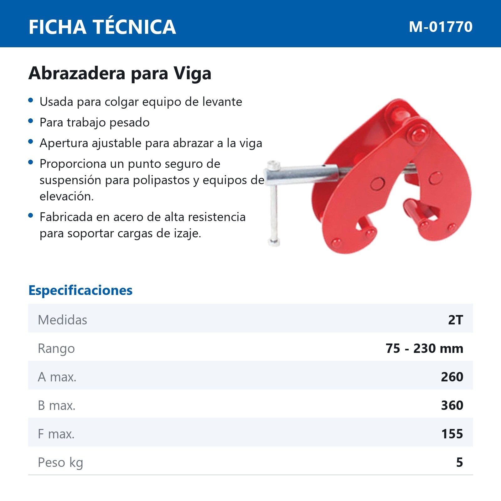 ABRAZADERA P/VIGA 2T - Imagen 2