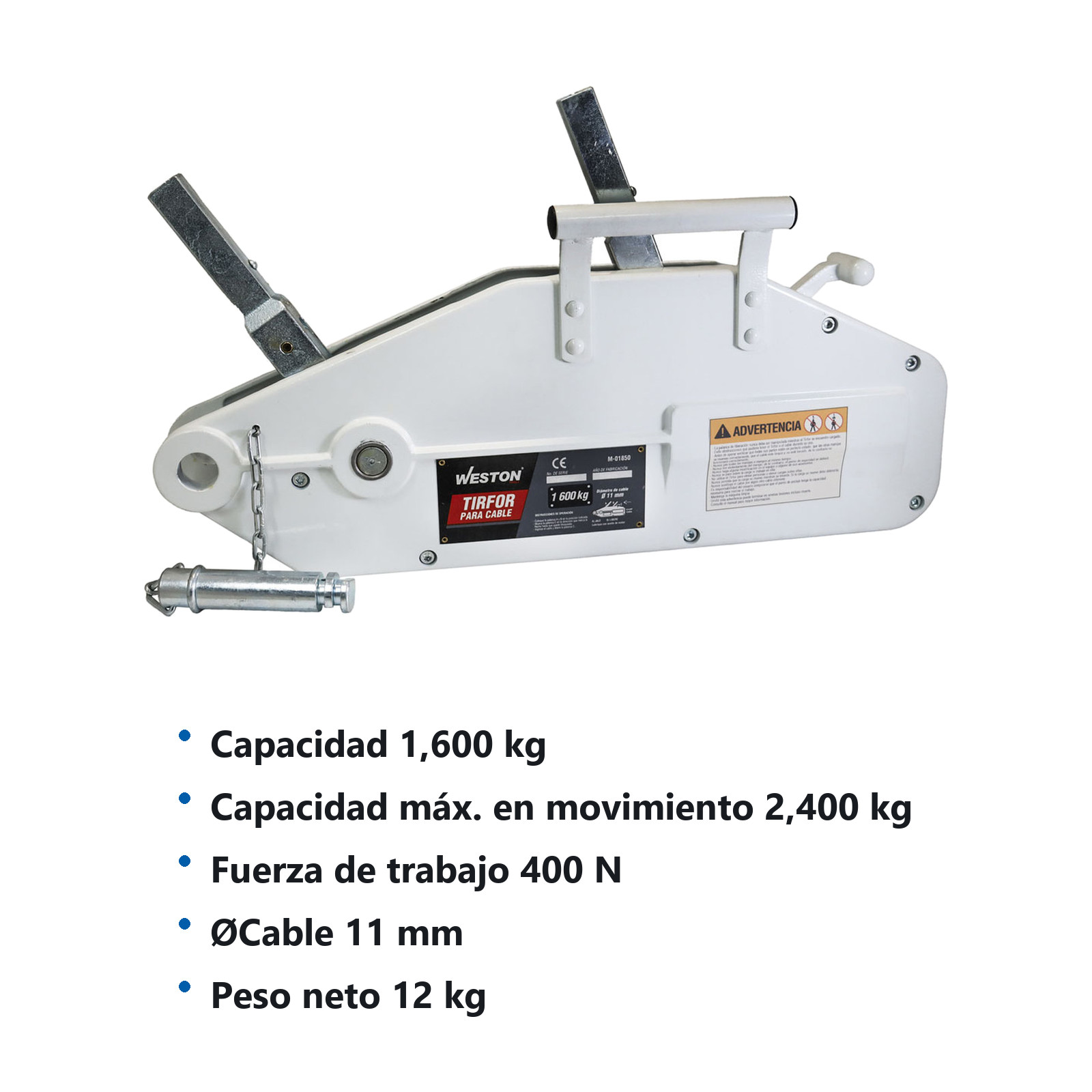 TIRFOR PARA CABLE 1.6T*20M CUERPO D/ALUMINIO - Imagen 2
