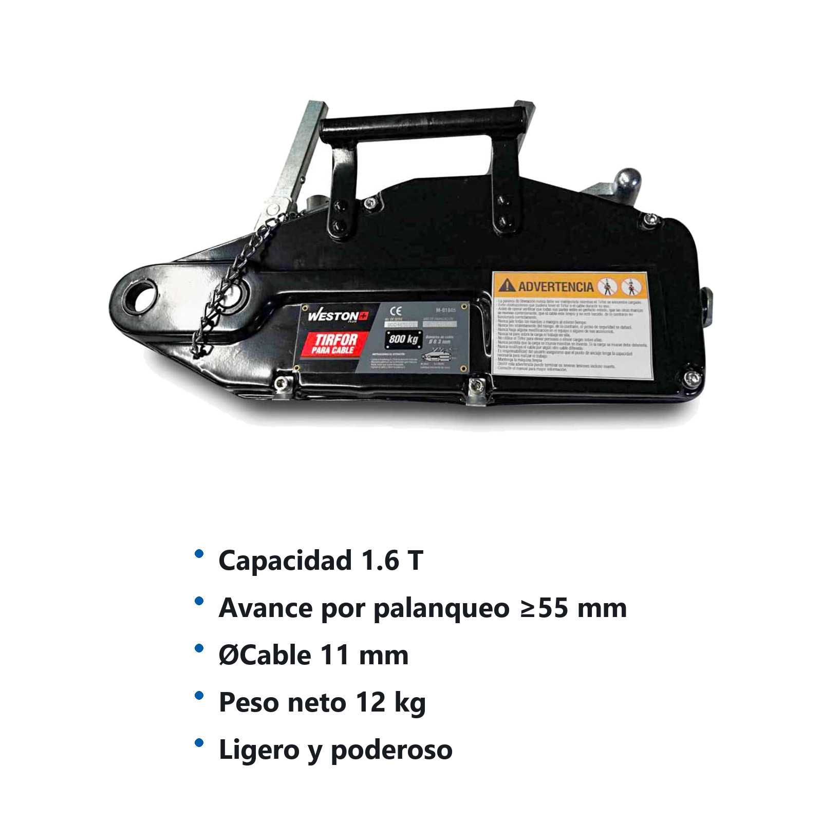 TIRFOR PARA CABLE 1.6T*20M CUERPO D/ACERO - Imagen 2