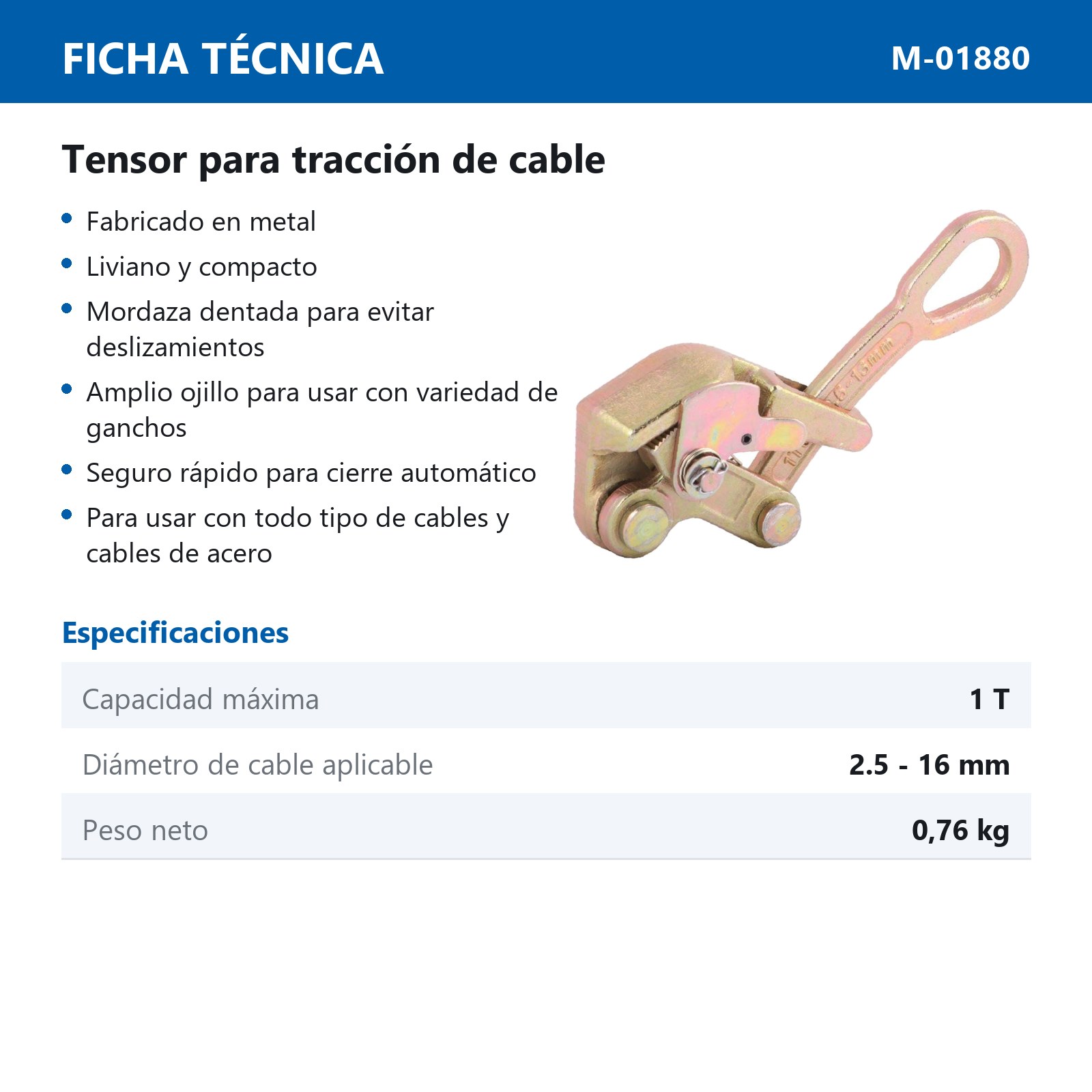 TENSOR PARA TRACCION DE CABLE 1TON - Imagen 2