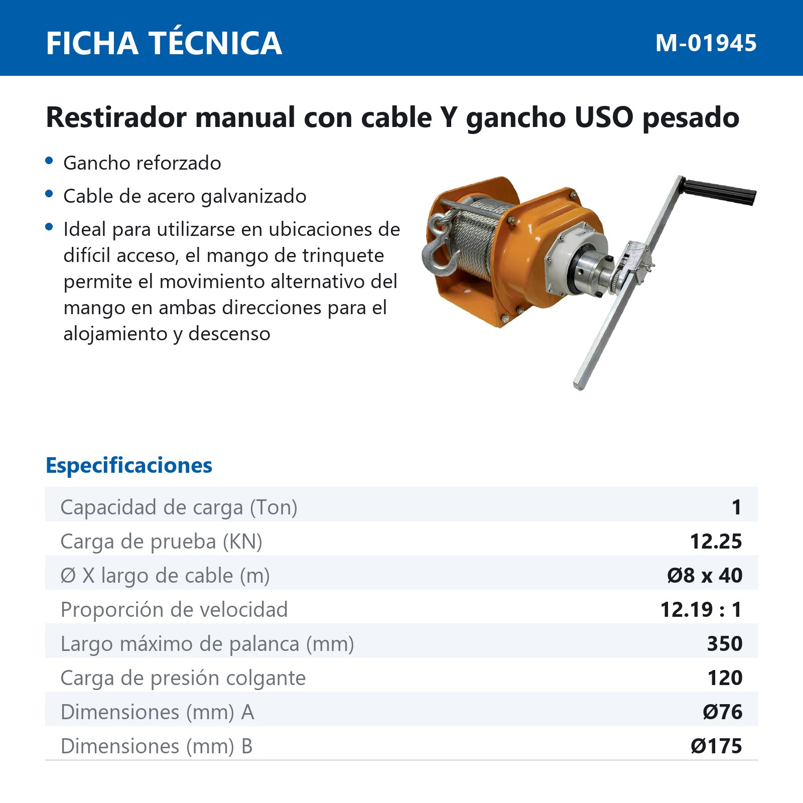 RESTIRADOR USO PESADO 1TX40M - Imagen 2