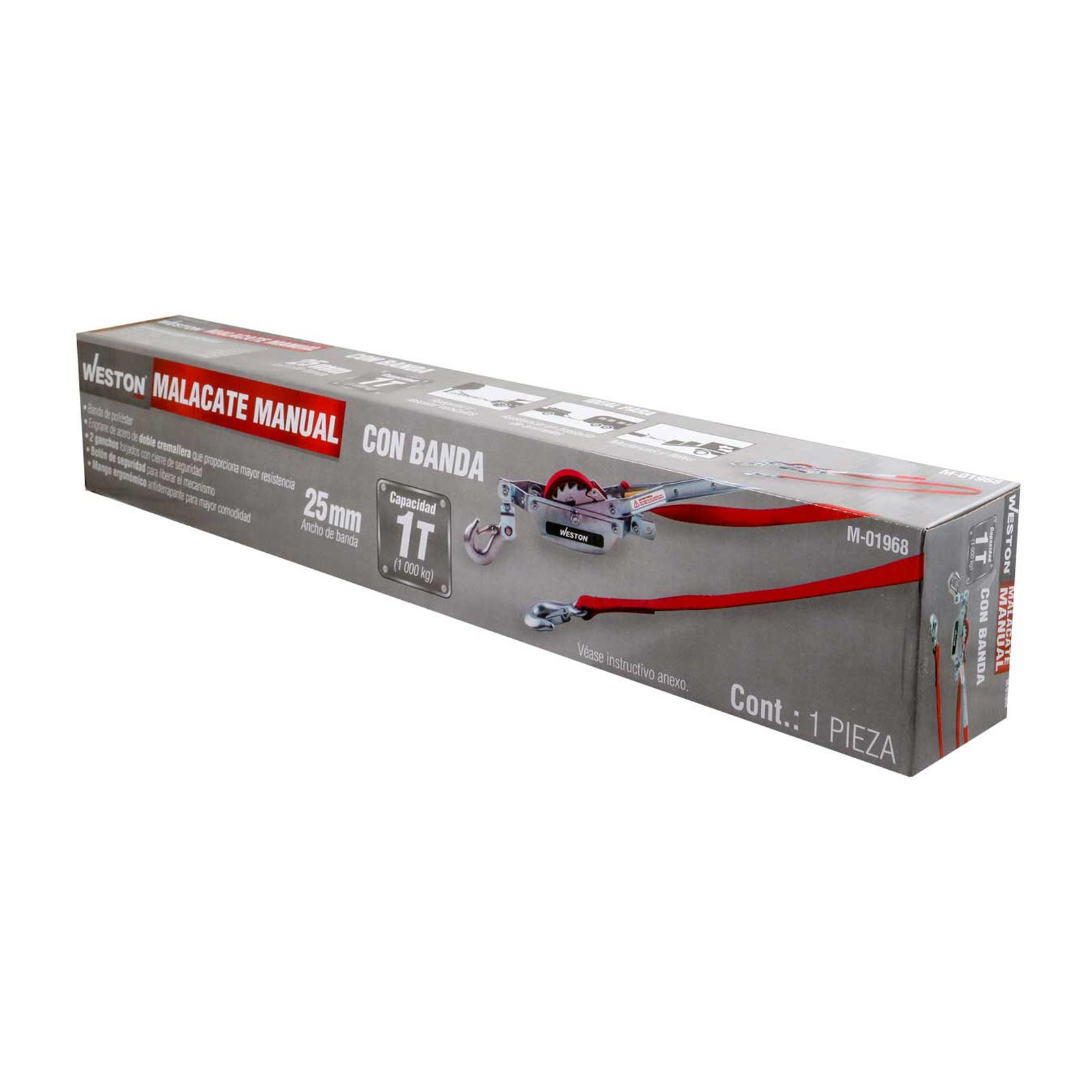 MALACATE MANUAL C/BANDA 3.6M 1 TON - Imagen 3