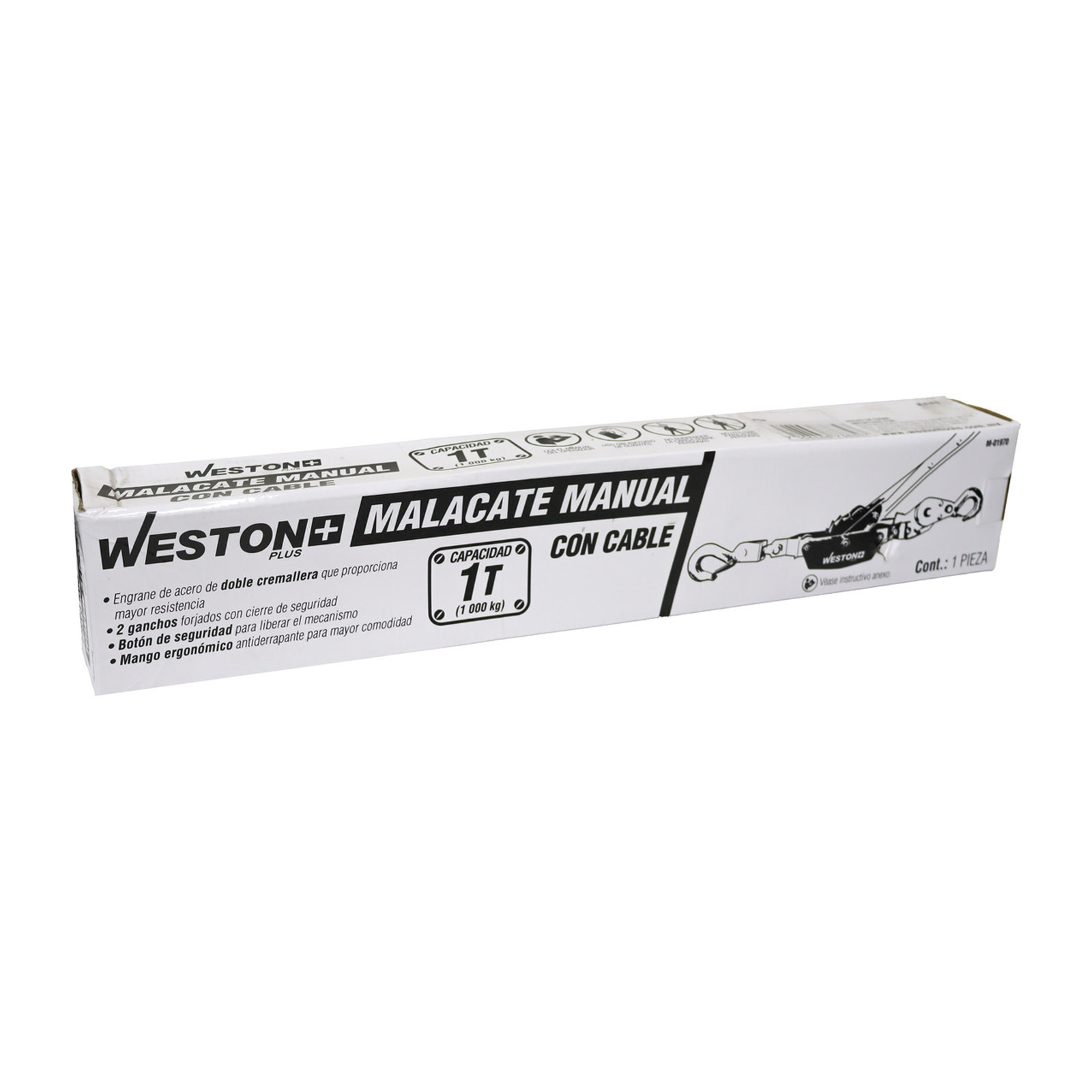 MALACATE MANUAL 1 TON C/CABLE 3.5M WESTON PLUS - Imagen 3