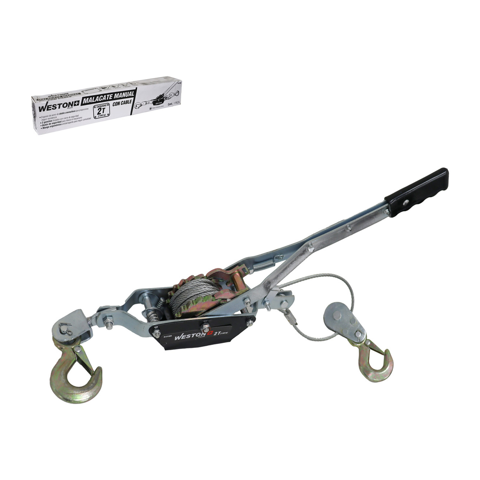 Malacate Manual 2 Toneladas con Cable 3.5 m Weston Plus