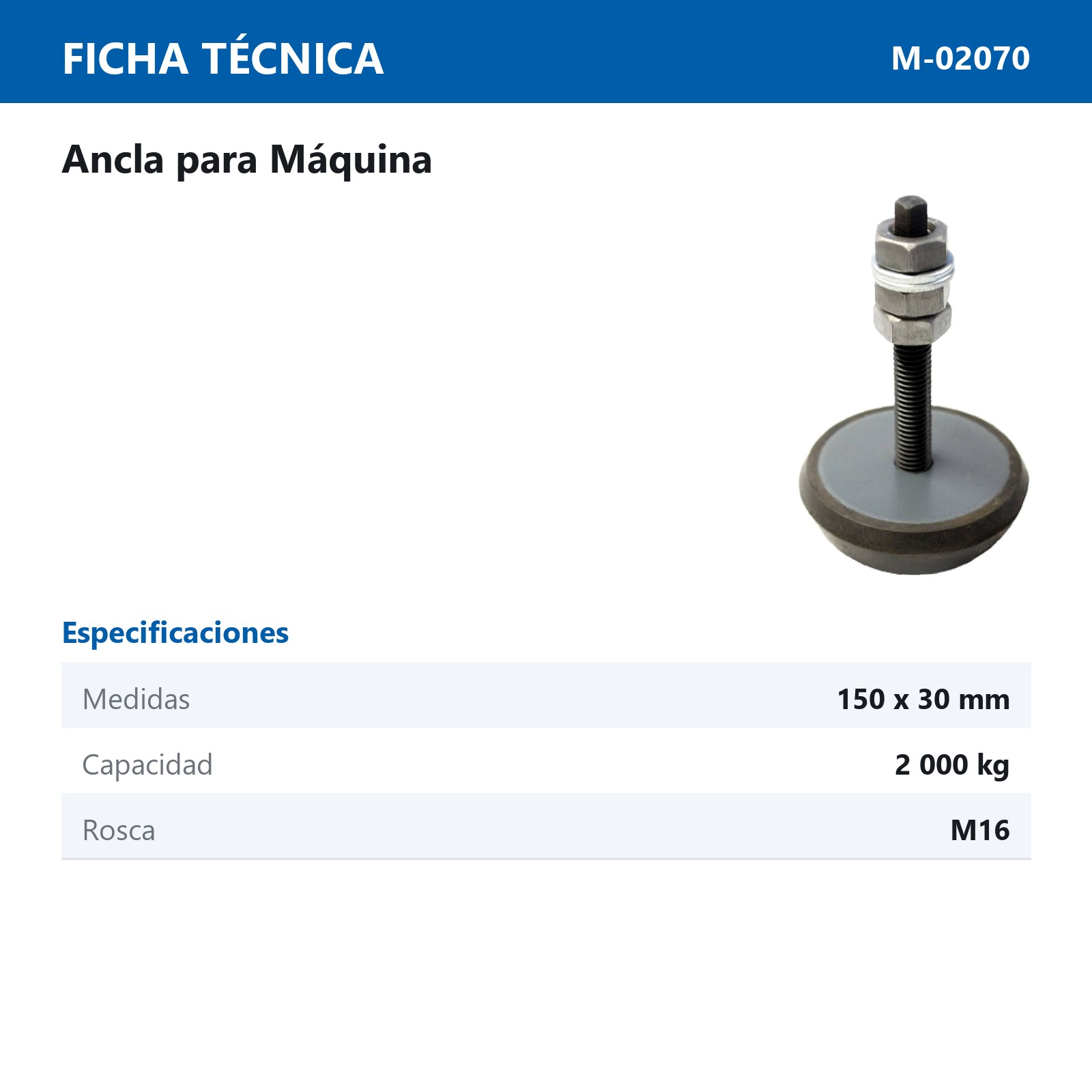 ANCLA P/MAQUINA 3-3/8 X 1" 700 LBS. - Imagen 2