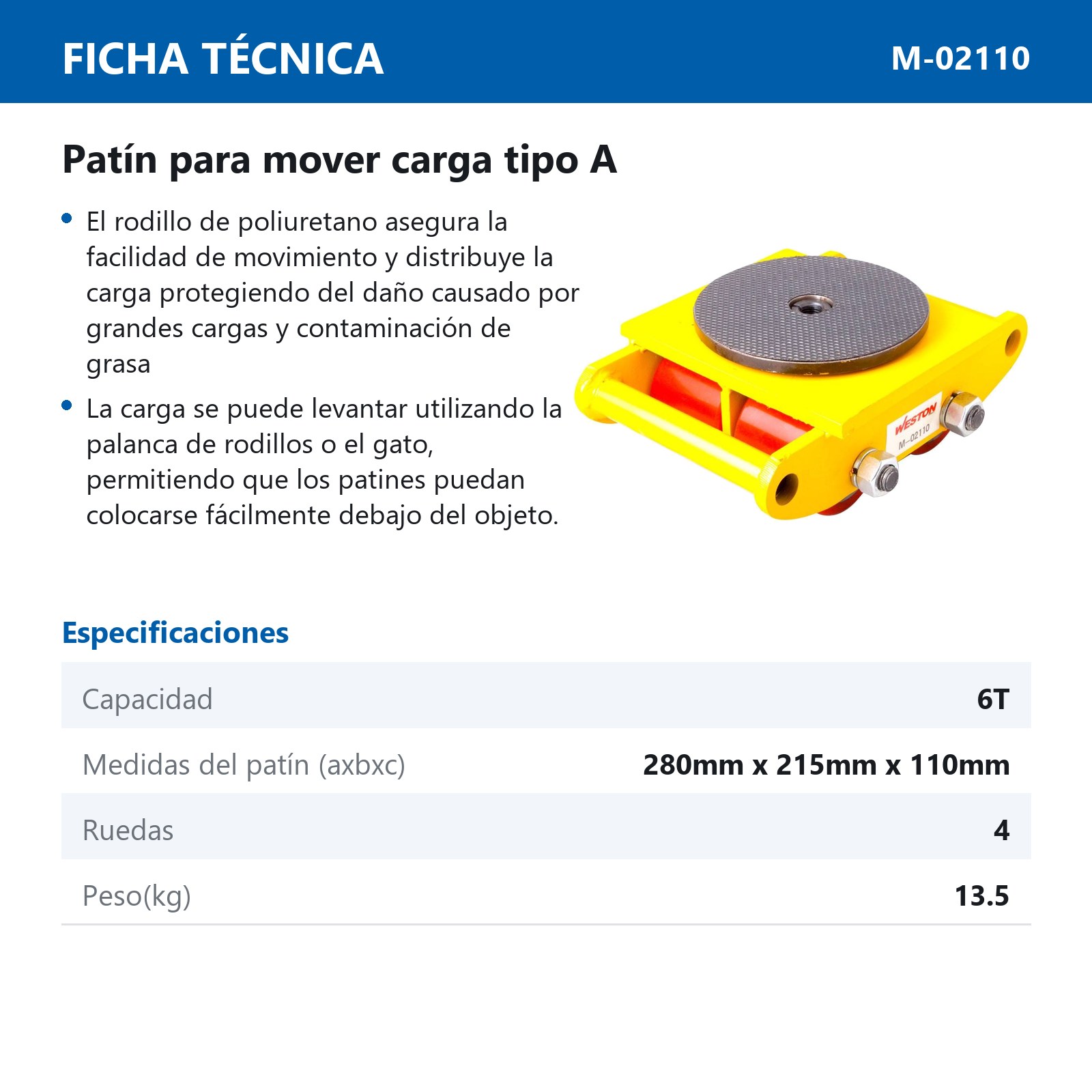 PATIN P/MOVER CARGA TIPO A 6TON (CON PLATO) - Imagen 3