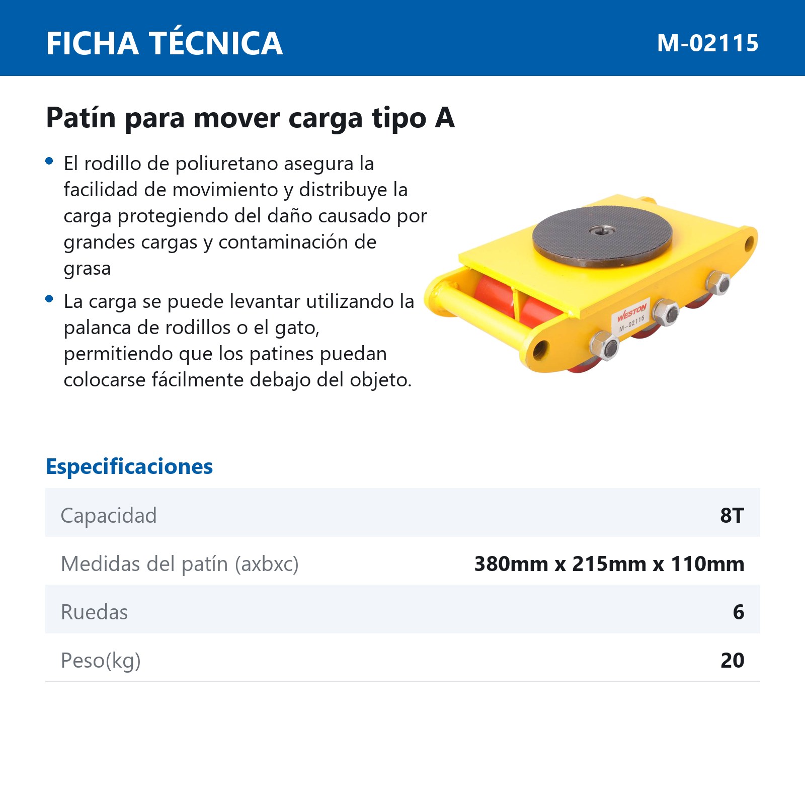 PATIN P/MOVER CARGA TIPO A 8TON (CON PLATO) - Imagen 4