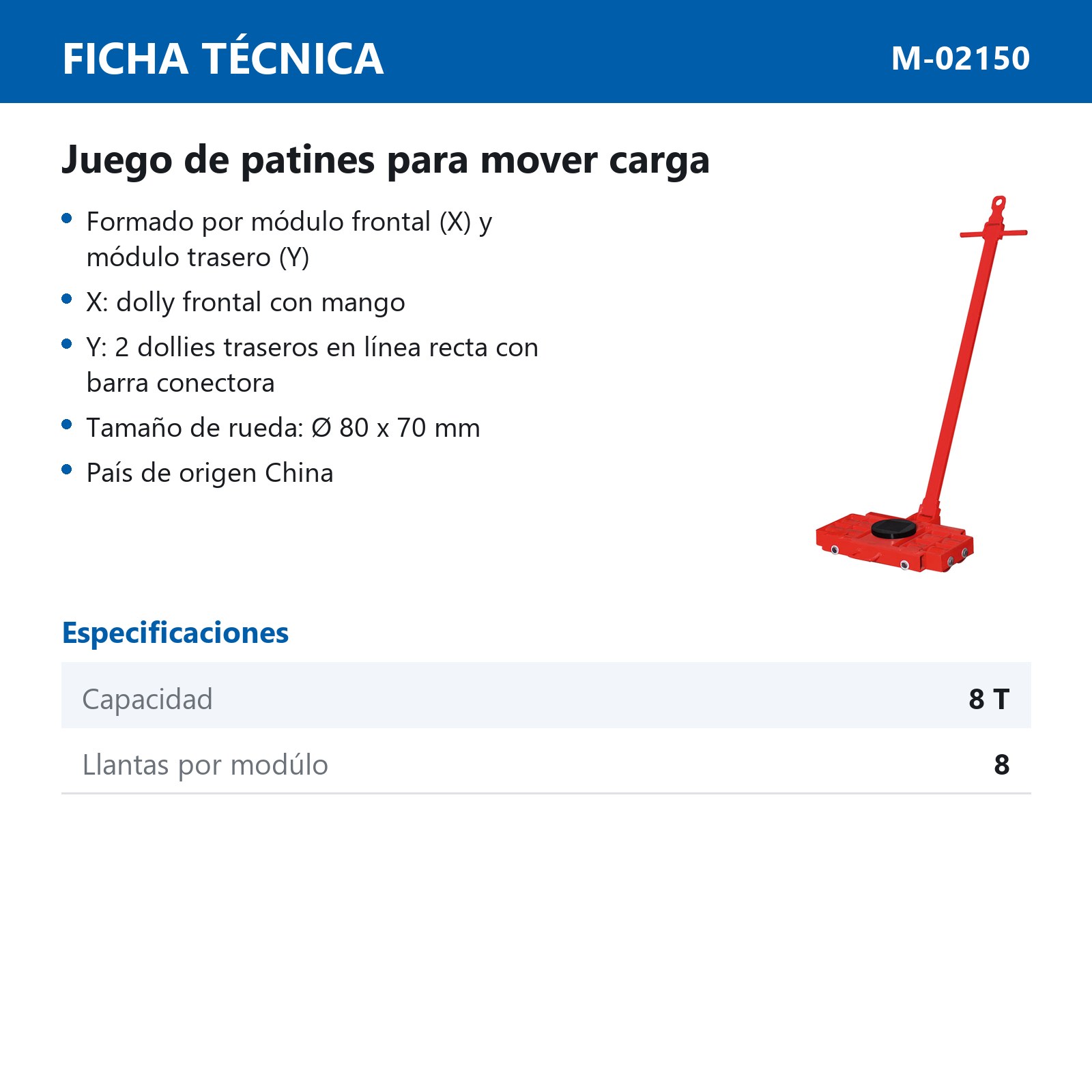 X8+Y8 JUEGO D/PATINES P/MOVER CARGA 8TON - Imagen 2