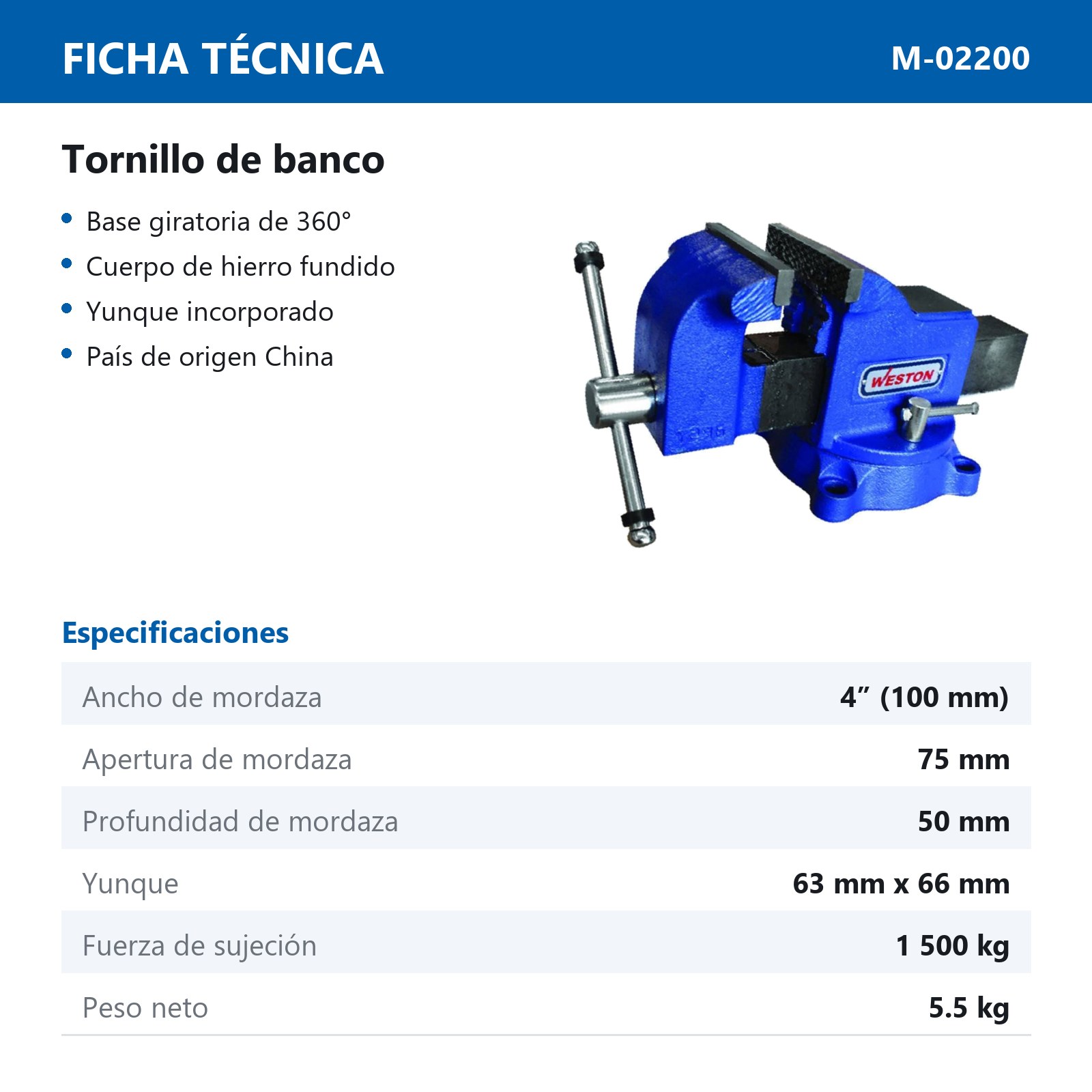 TORNILLO DE BANCO 4" - Imagen 2
