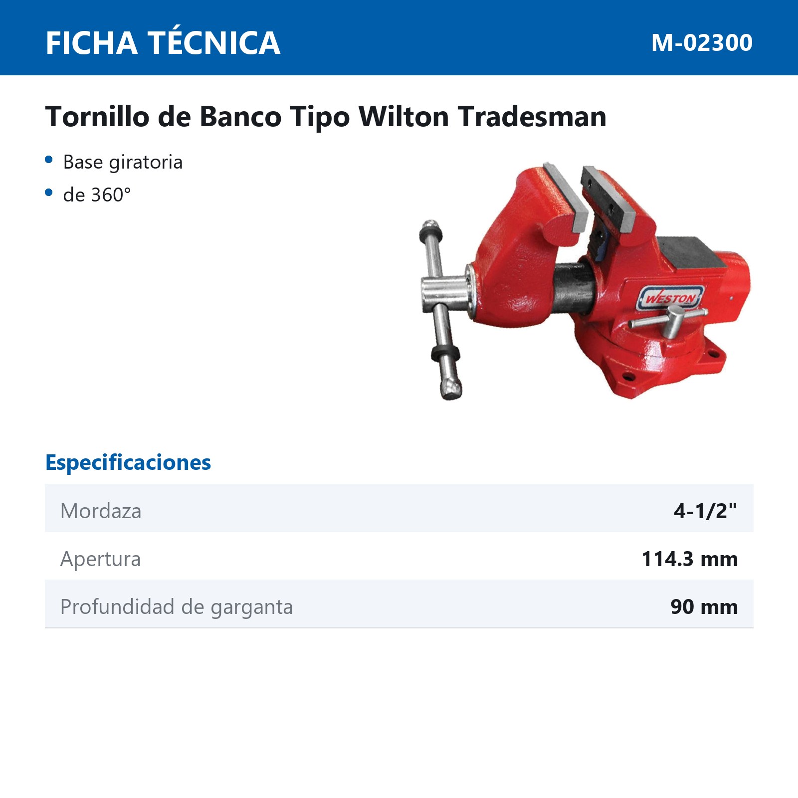 TORNILLO DE BANCO TRADESMAN 4-1/2" - Imagen 2