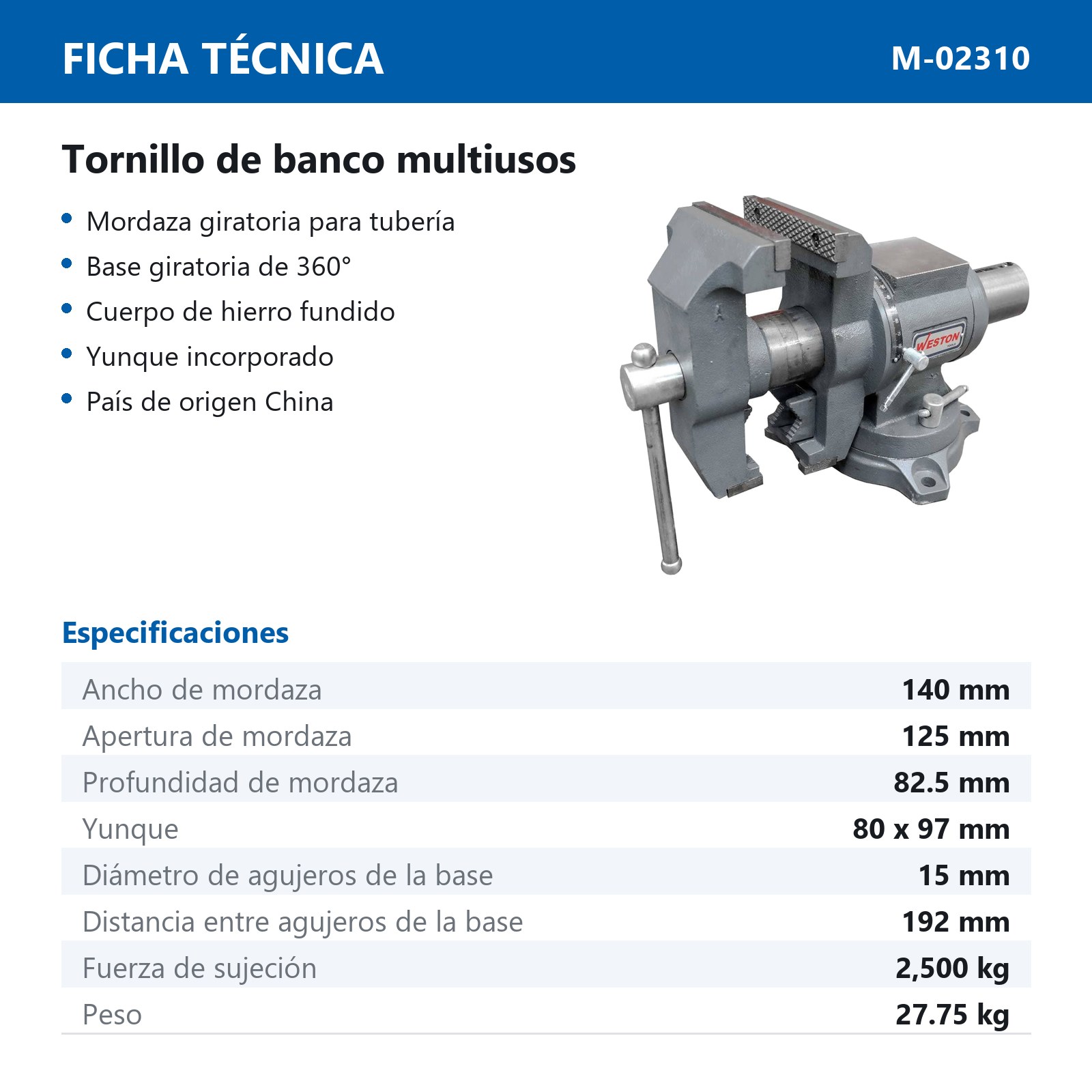 TORNILLO DE BANCO MULTIUSOS 5-1/2" - Imagen 4
