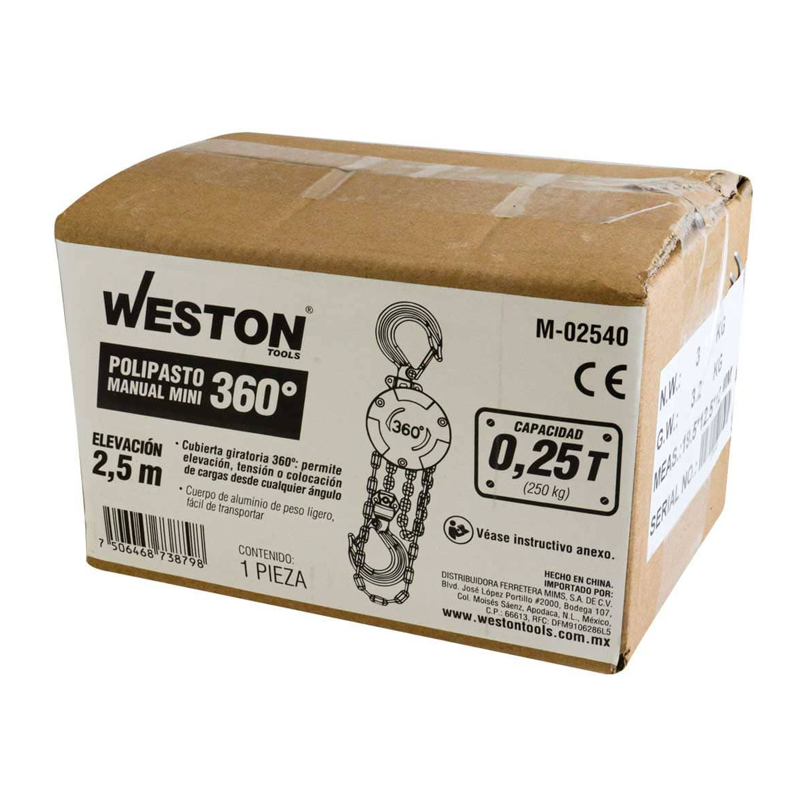 POLIPASTO MANUAL MINI 360° D/ALUMINIO ELEVACION 3M 250KG - Imagen 4