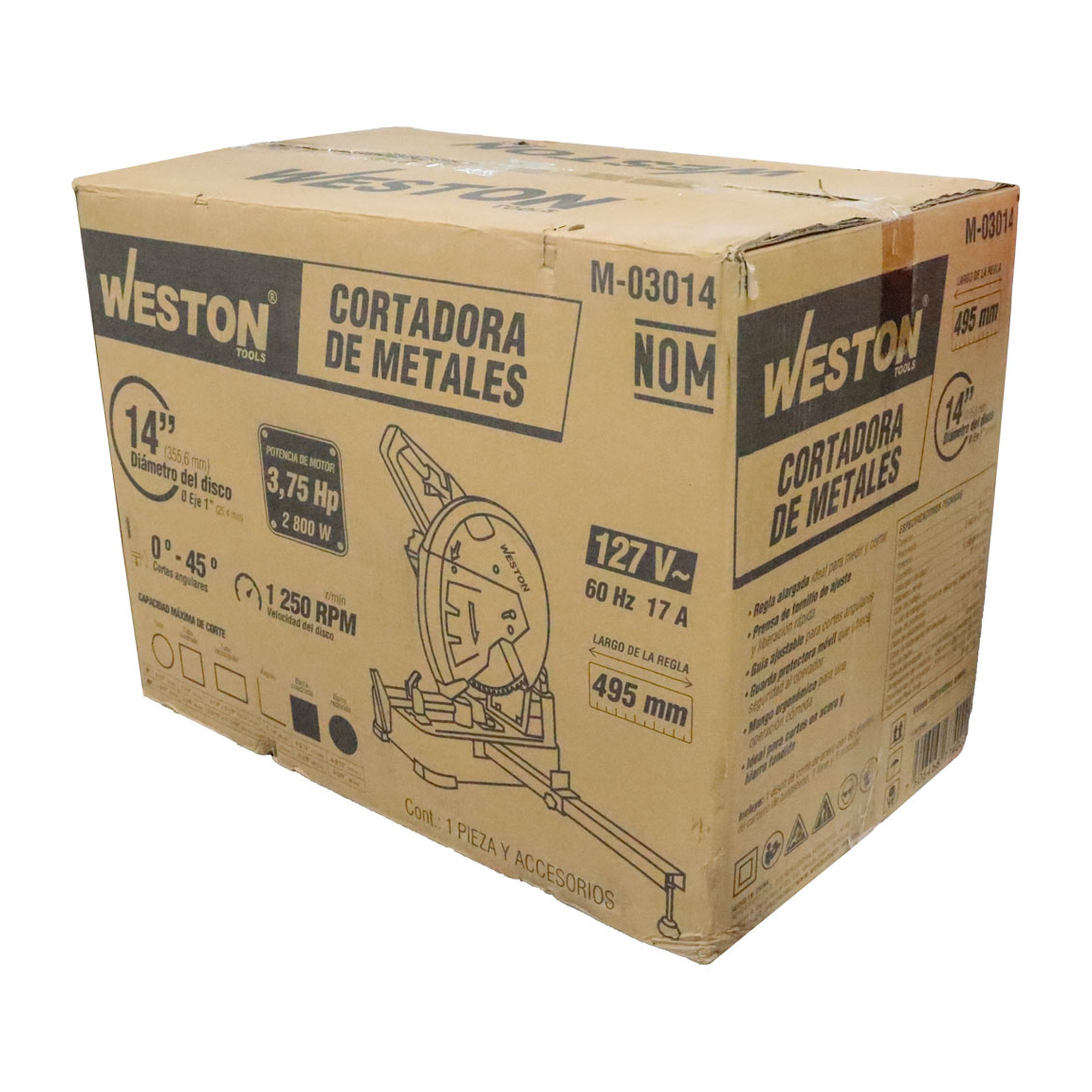 CORTADORA DE METALES 14'' 2800W 1250RPM 110V 1F (BAJO RPM) - Imagen 4