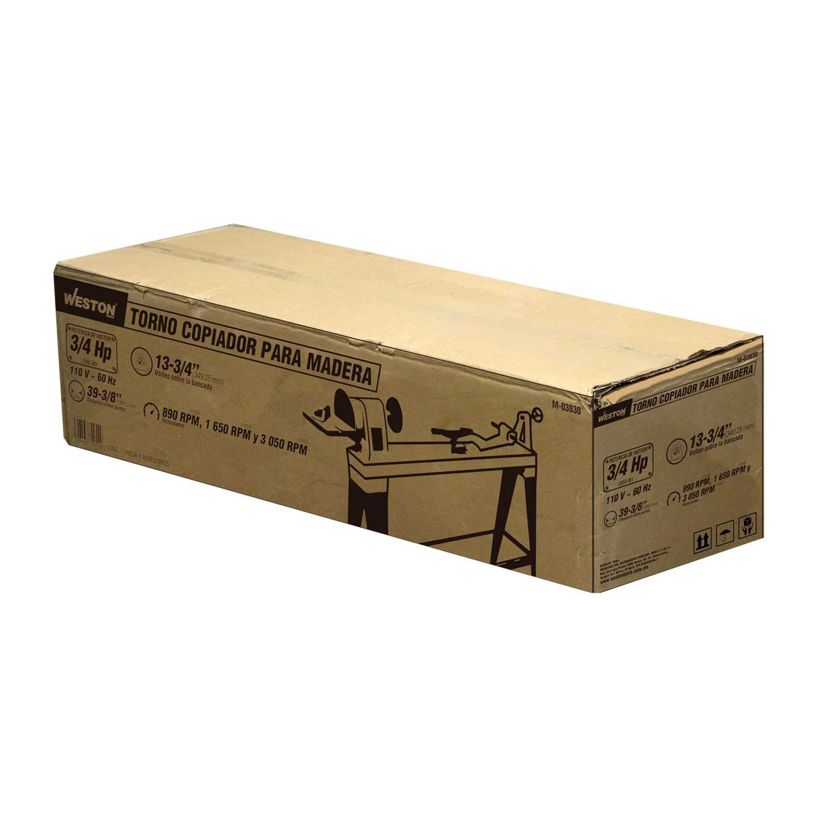 TORNO COPIADOR P/MADERA C/BANCO 350X1000MM 3VEL. 550W 110V 1F - Imagen 2