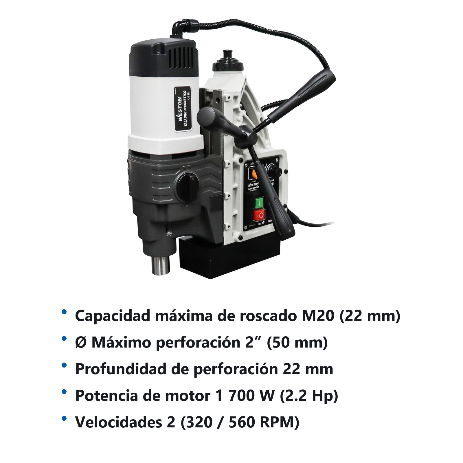 TALADRO MAGNETICO 50MM 1700W P/MACHUELO M20 110V - Imagen 3