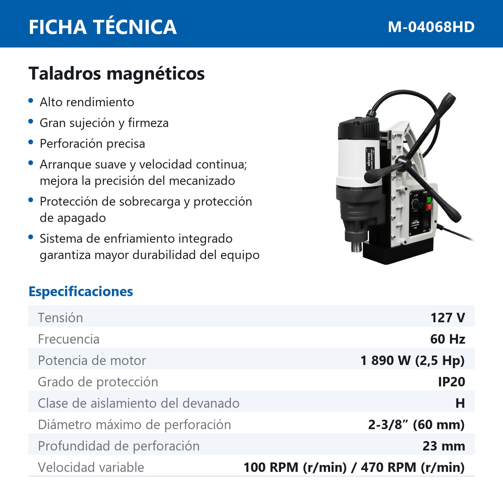 TALADRO MAGNETICO 60MM 1890W 110V - Imagen 3
