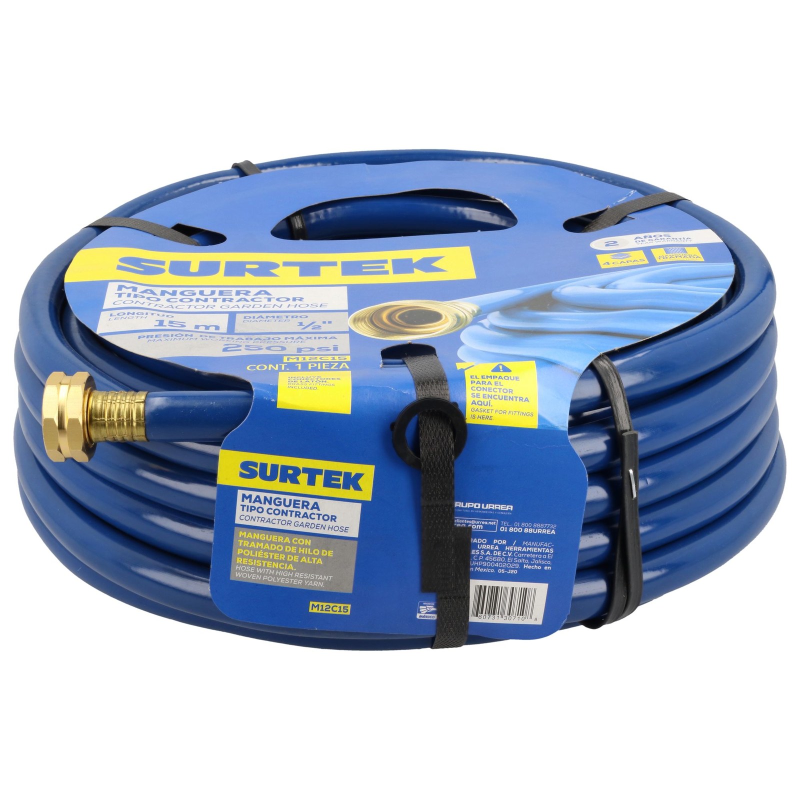 Manguera para jardín contractor con conector metálico 1/2", 15 m Surtek - Imagen 3