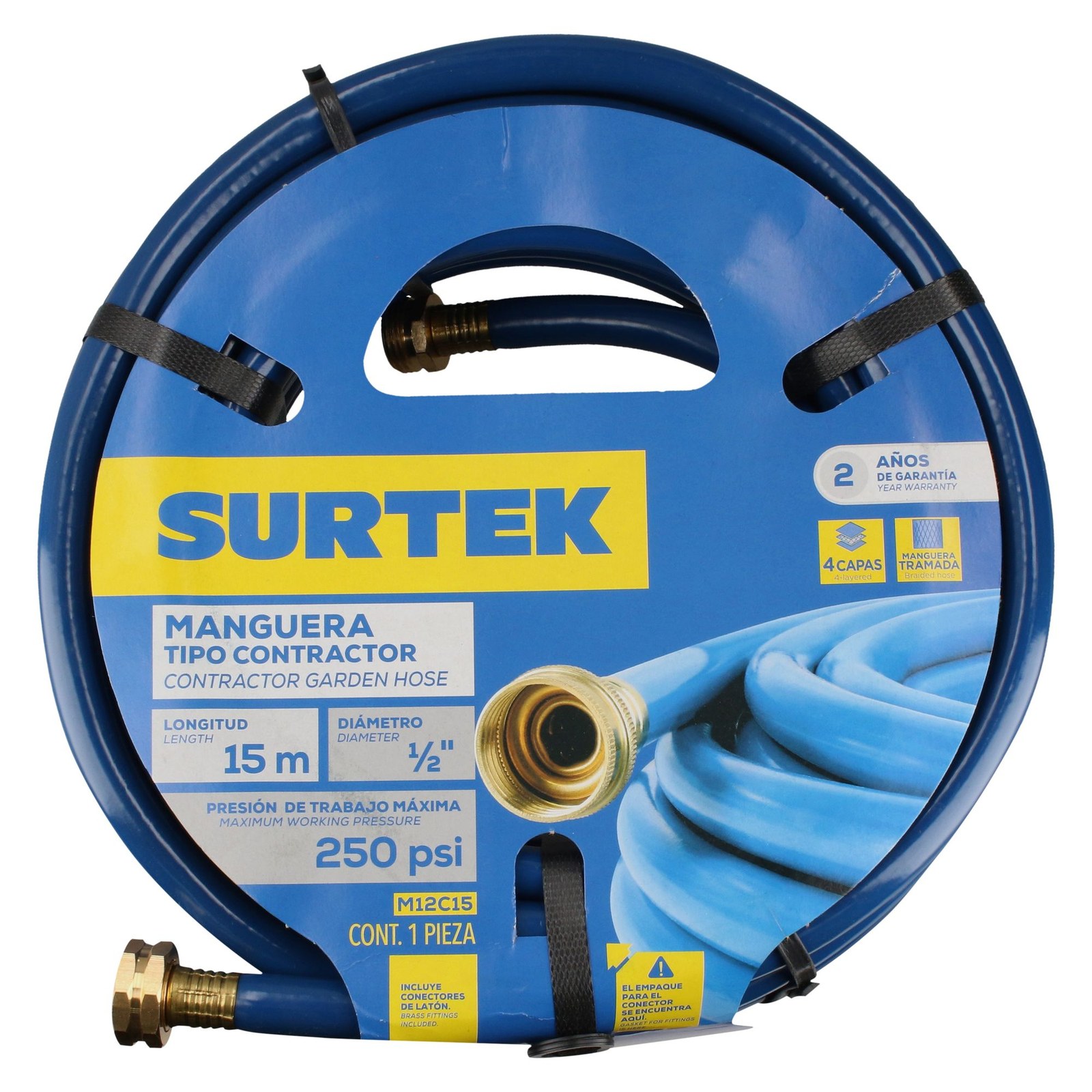 Manguera para jardín contractor con conector metálico 1/2", 15 m Surtek - Imagen 4