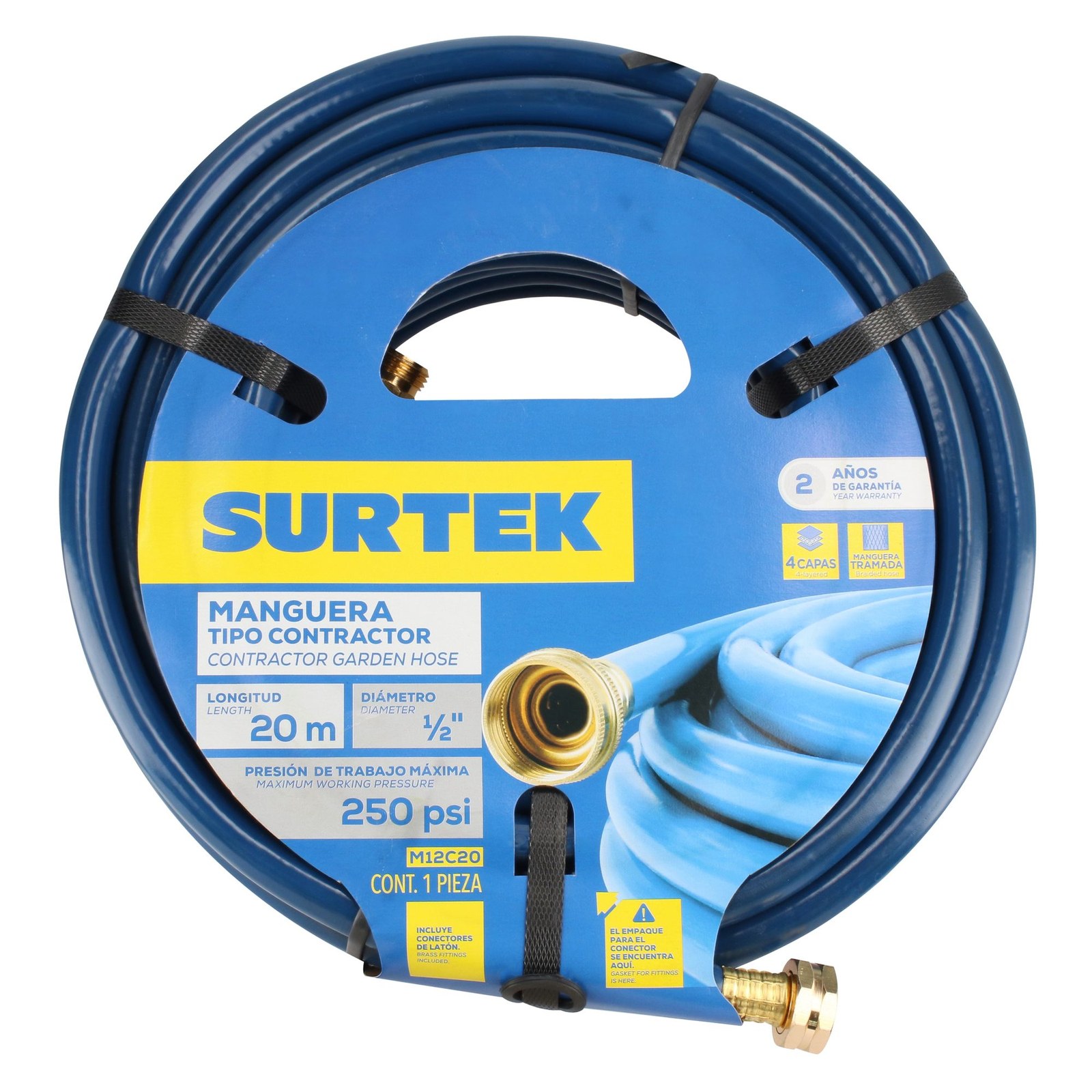 Manguera para jardín contractor con conector metálico 1/2", 20 m Surtek - Imagen 4