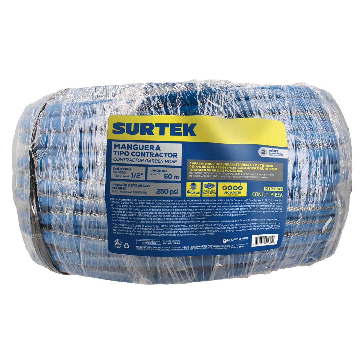 Manguera para jardín contractor en rollo 1/2" x  50 m Surtek - Imagen 2