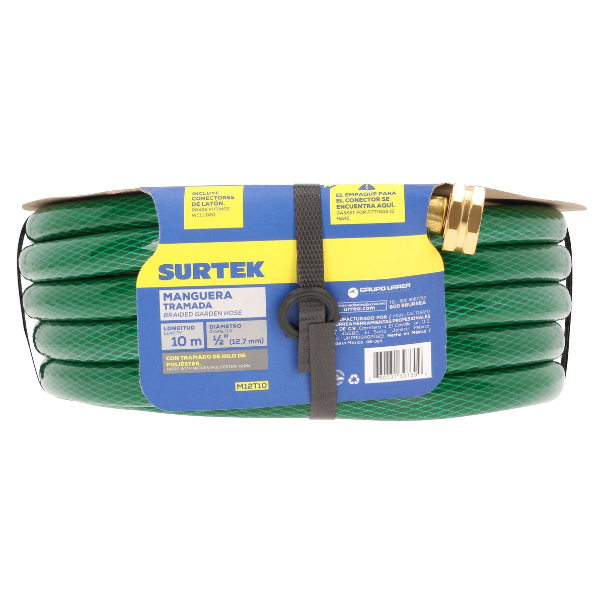Manguera para jardín tramada verde con conector metálico 1/2", 10 m Surtek - Imagen 4