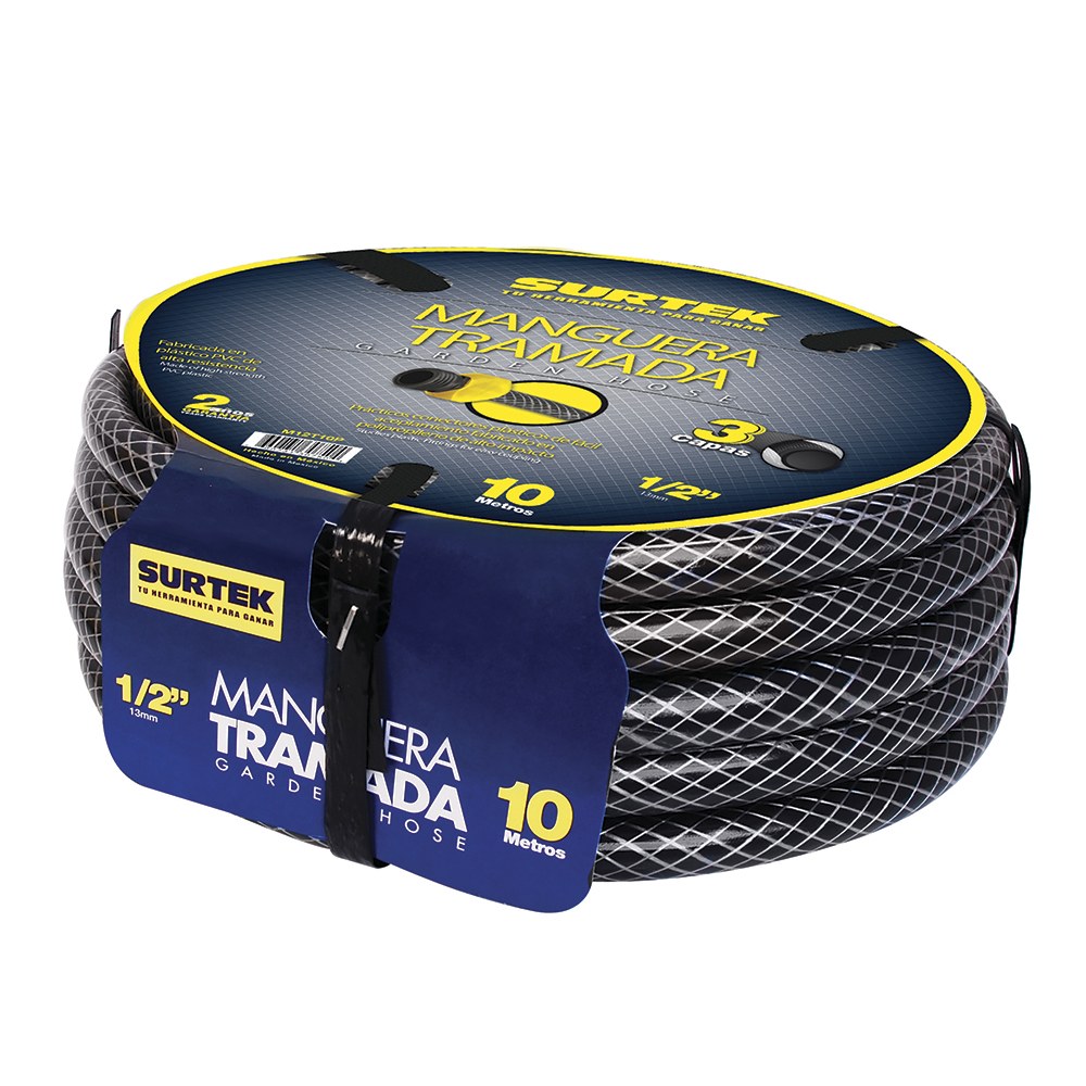 Manguera para jardín tramada gris con conector plásticos 1/2", 10 m Surtek