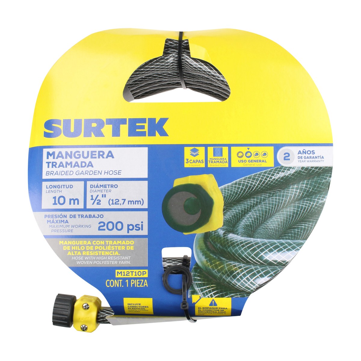 Manguera para jardín tramada gris con conector plásticos 1/2", 10 m Surtek - Imagen 3