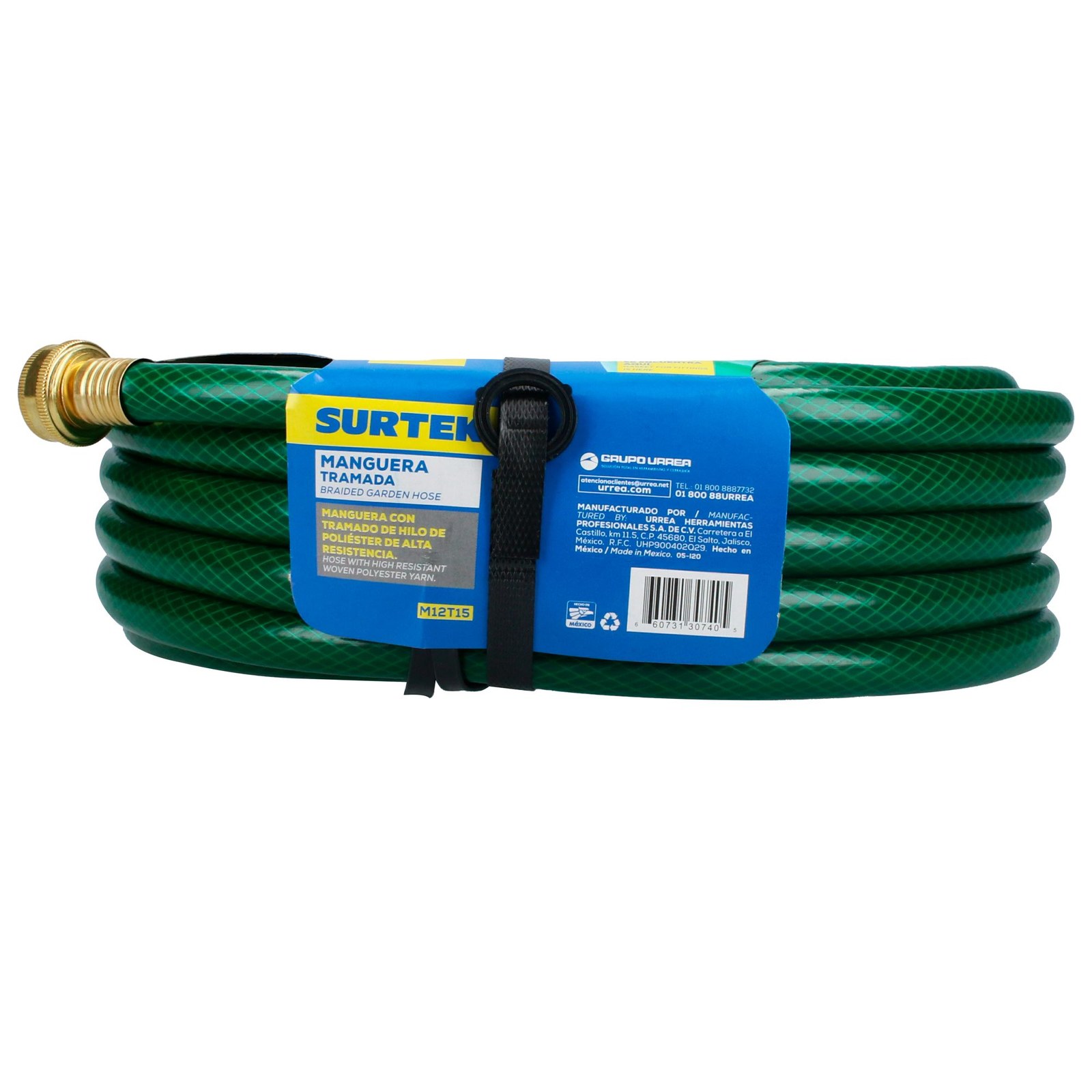 Manguera para jardín tramada verde con conector metálico 1/2", 15 m Surtek - Imagen 3