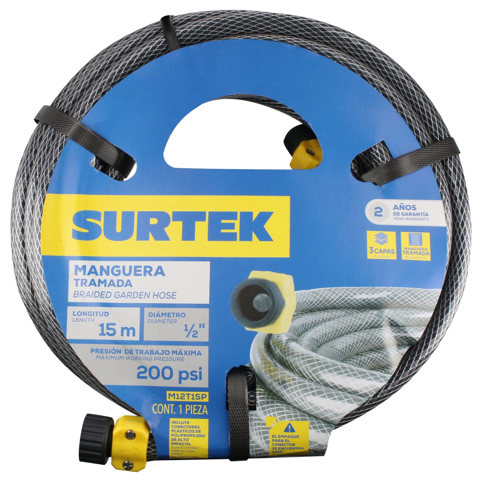 Manguera para jardín tramada gris con conector plásticos 1/2", 15 m Surtek - Imagen 4