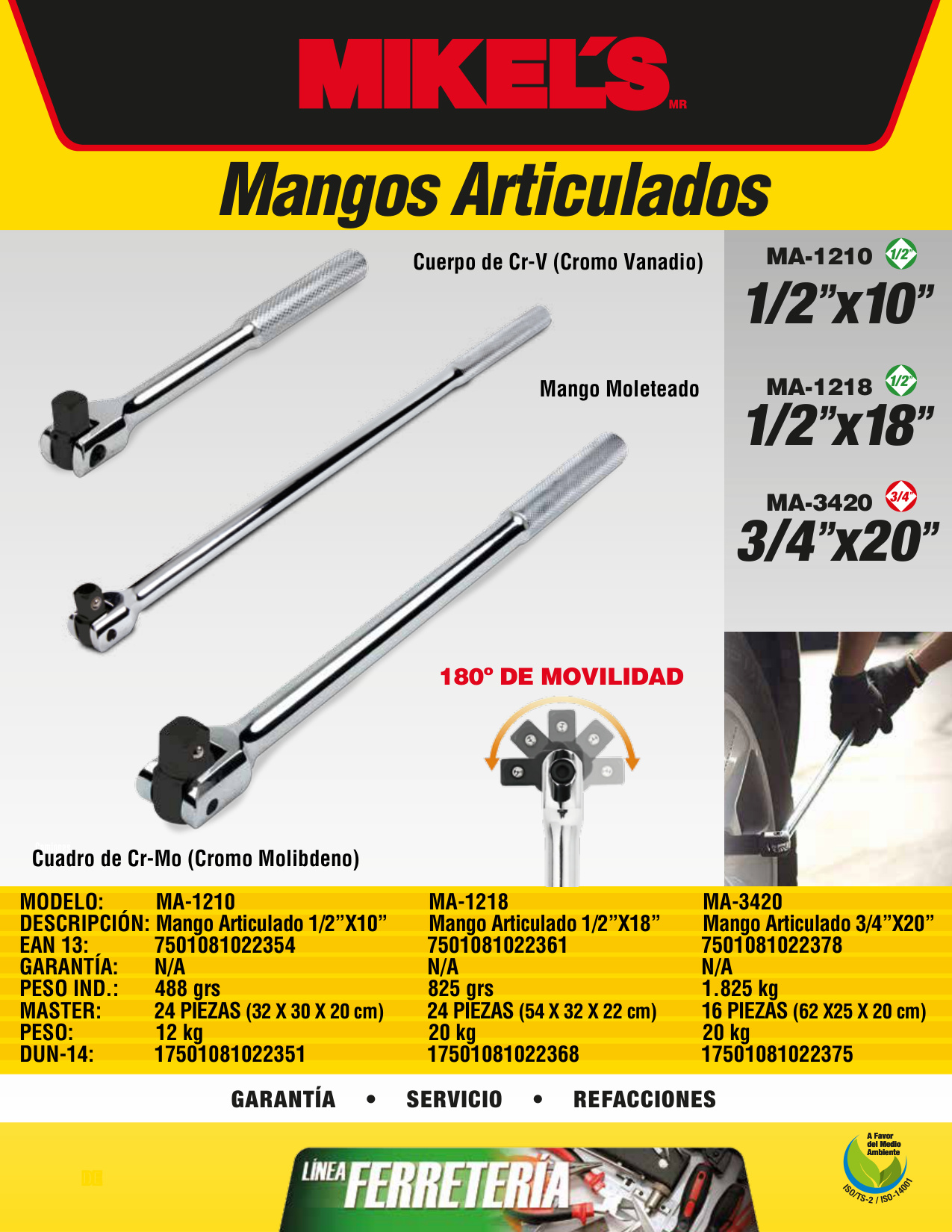 MIKELS MA-1210 Mango Articulado 1/2" X 10" - Imagen 4