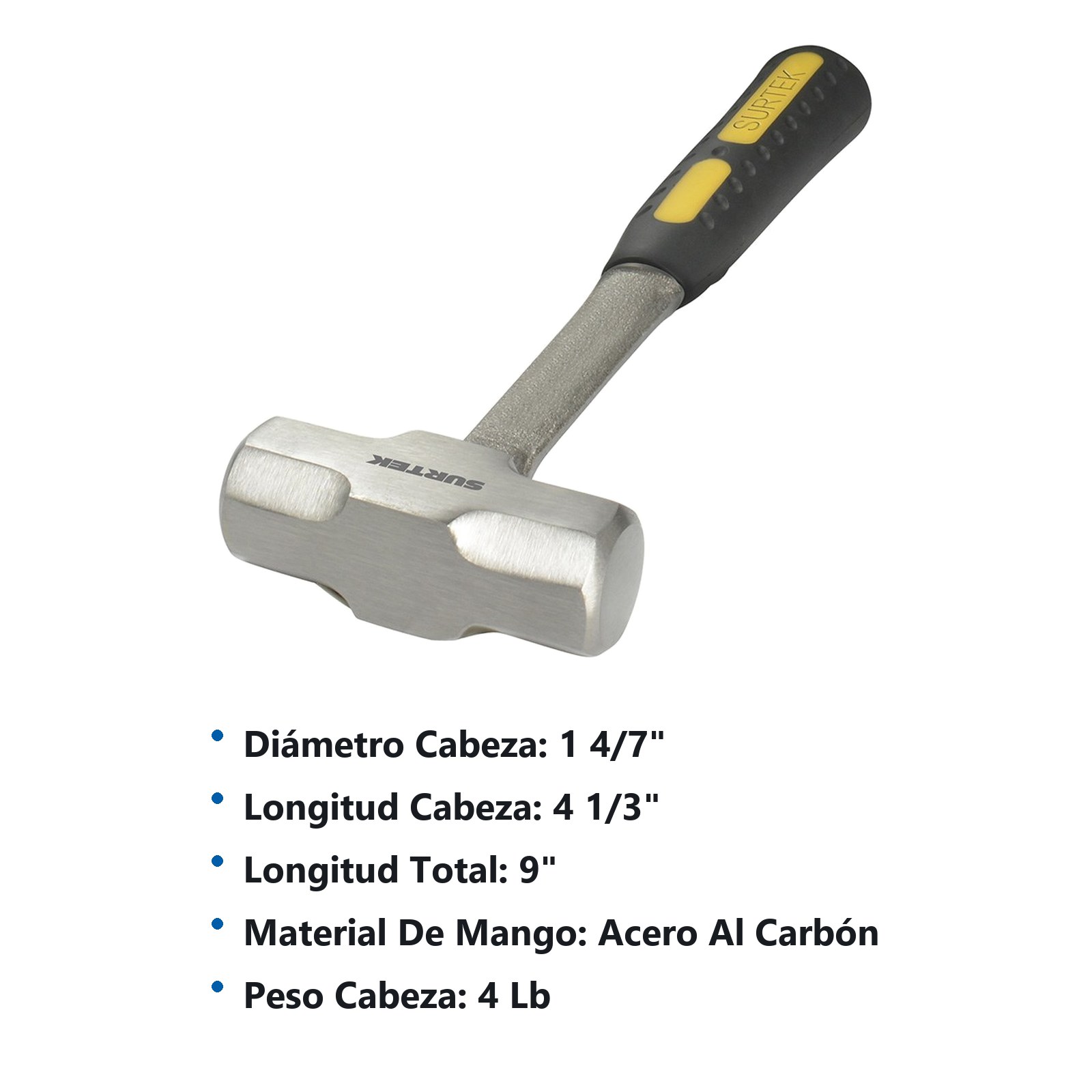 Marro octagonal forjado en una pieza con mango Rubber grip de 9", 4 lb Surtek - Imagen 2