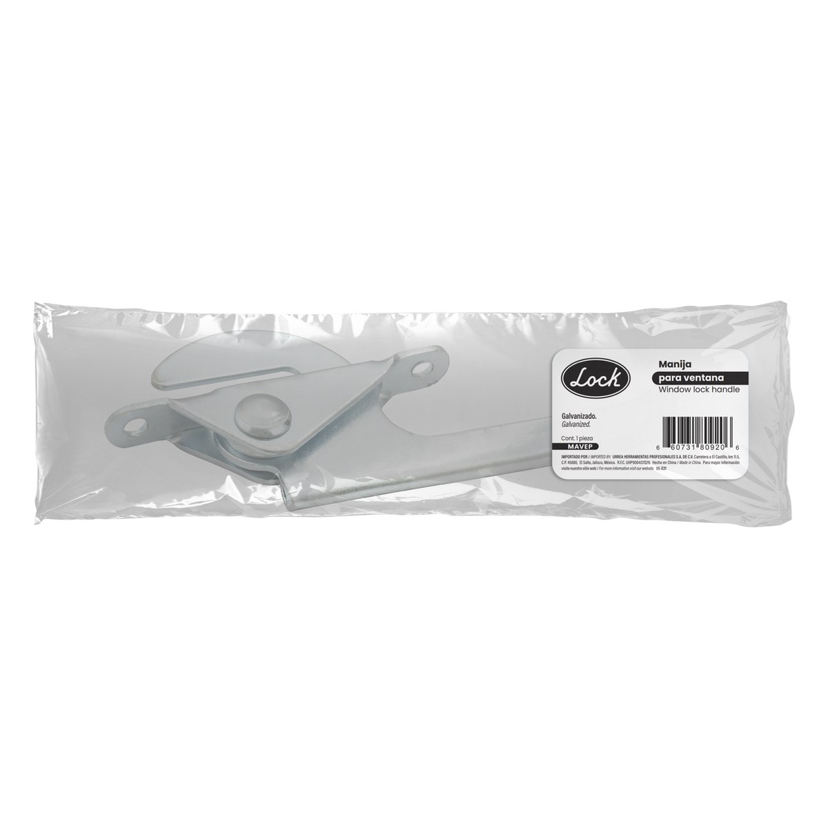 Manija para ventana tipo perico, galvanizada Lock - Imagen 2