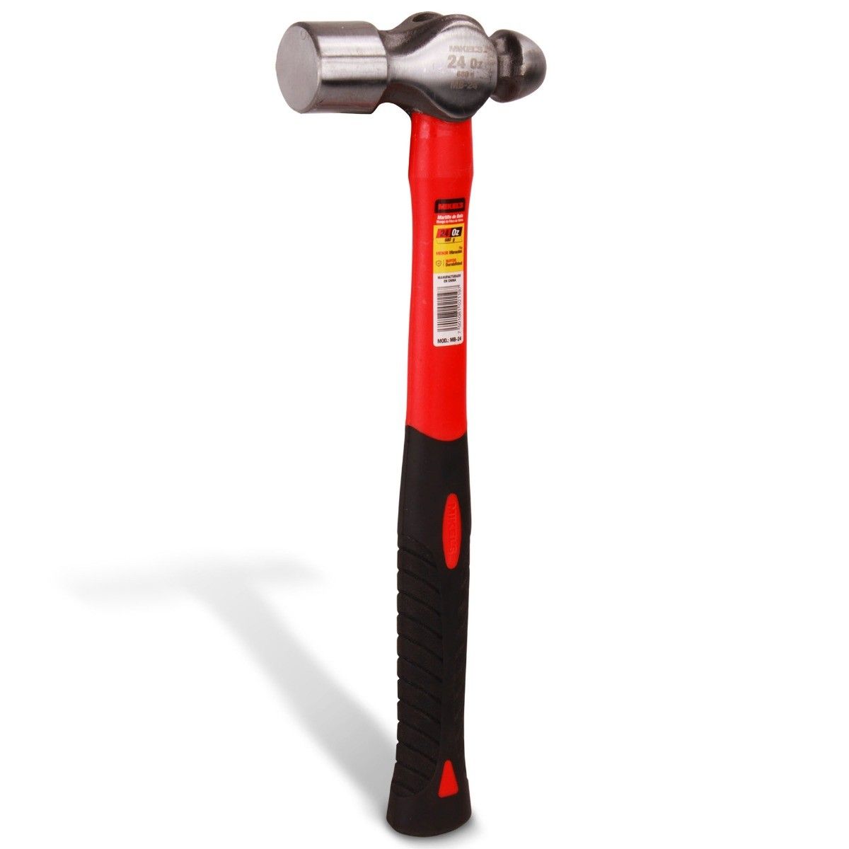 MIKELS MB-24 Martillo de bola, mango de fibra de vidrio (24 oz)