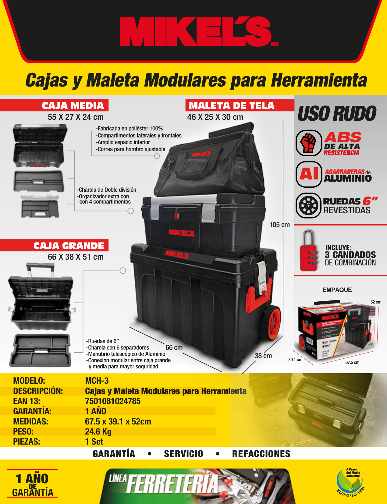 MIKELS MCH-3 Maleta y cajas modulares para herramienta (3 pzas) - Imagen 4