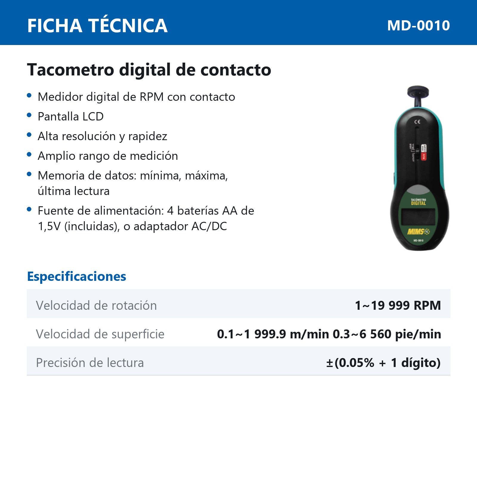 TACOMETRO DIGITAL DE CONTACTO - Imagen 2