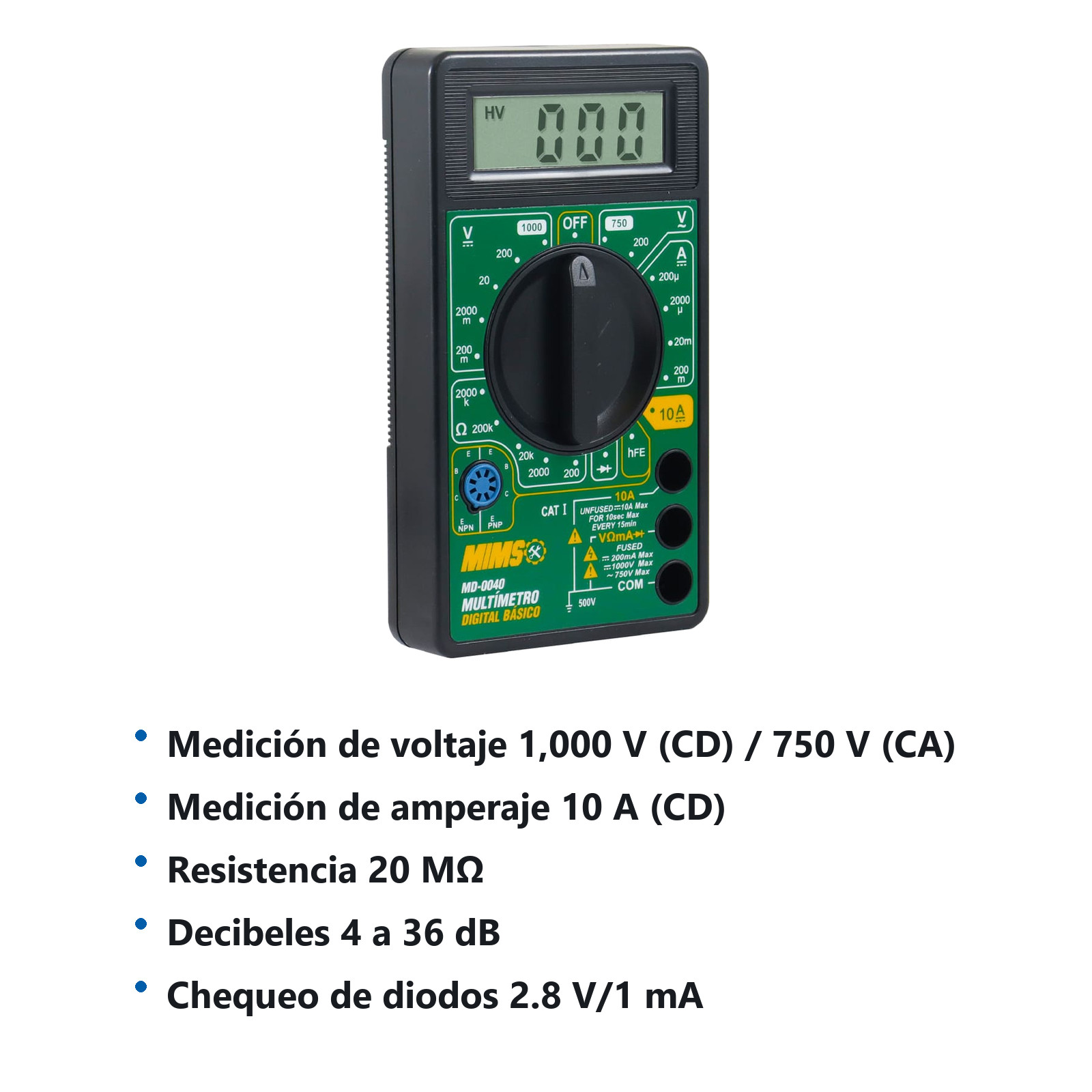 MULTIMETRO DIGITAL BASICO 1000V - Imagen 4