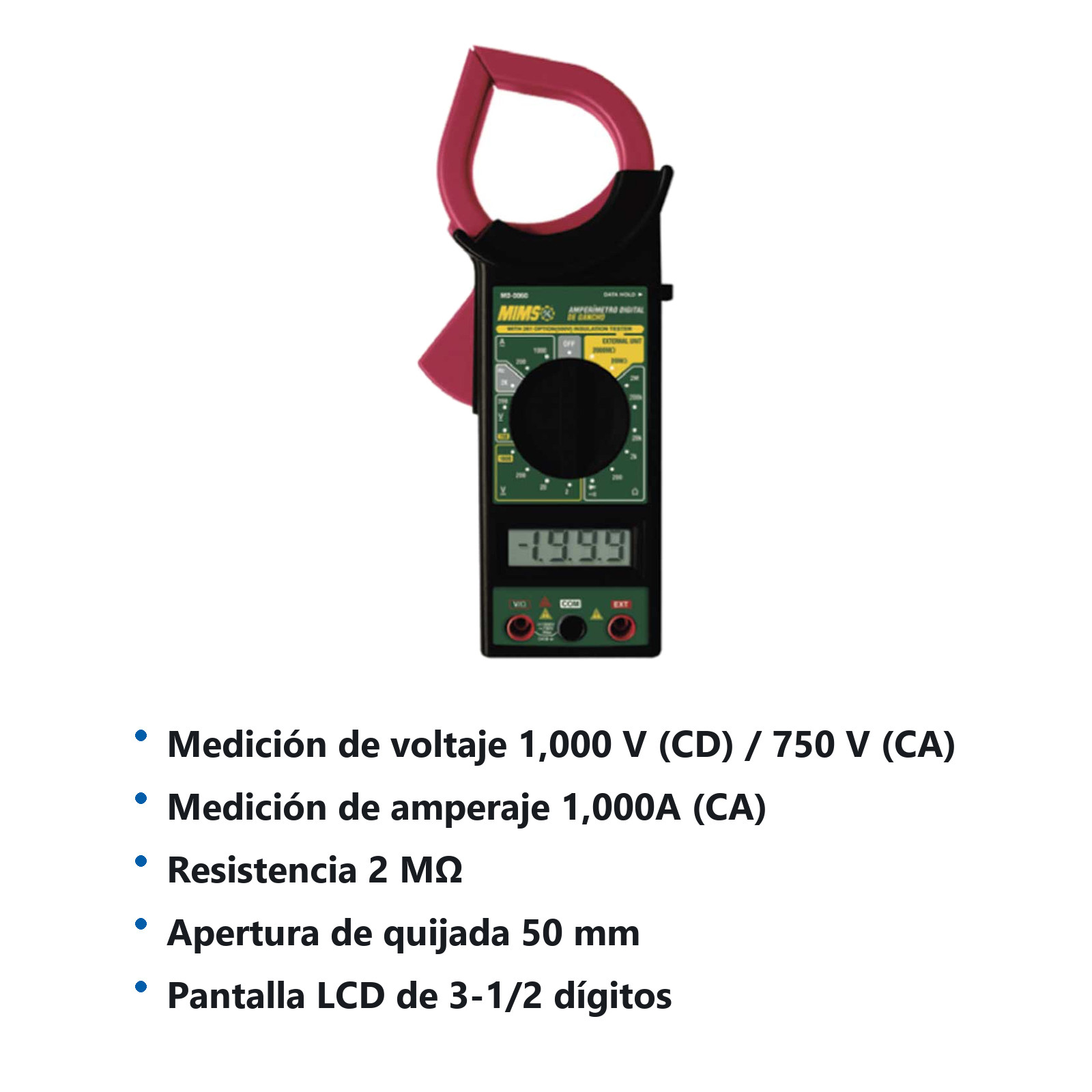 AMPERIMETRO DIGITAL DE GANCHO 1000V - Imagen 2
