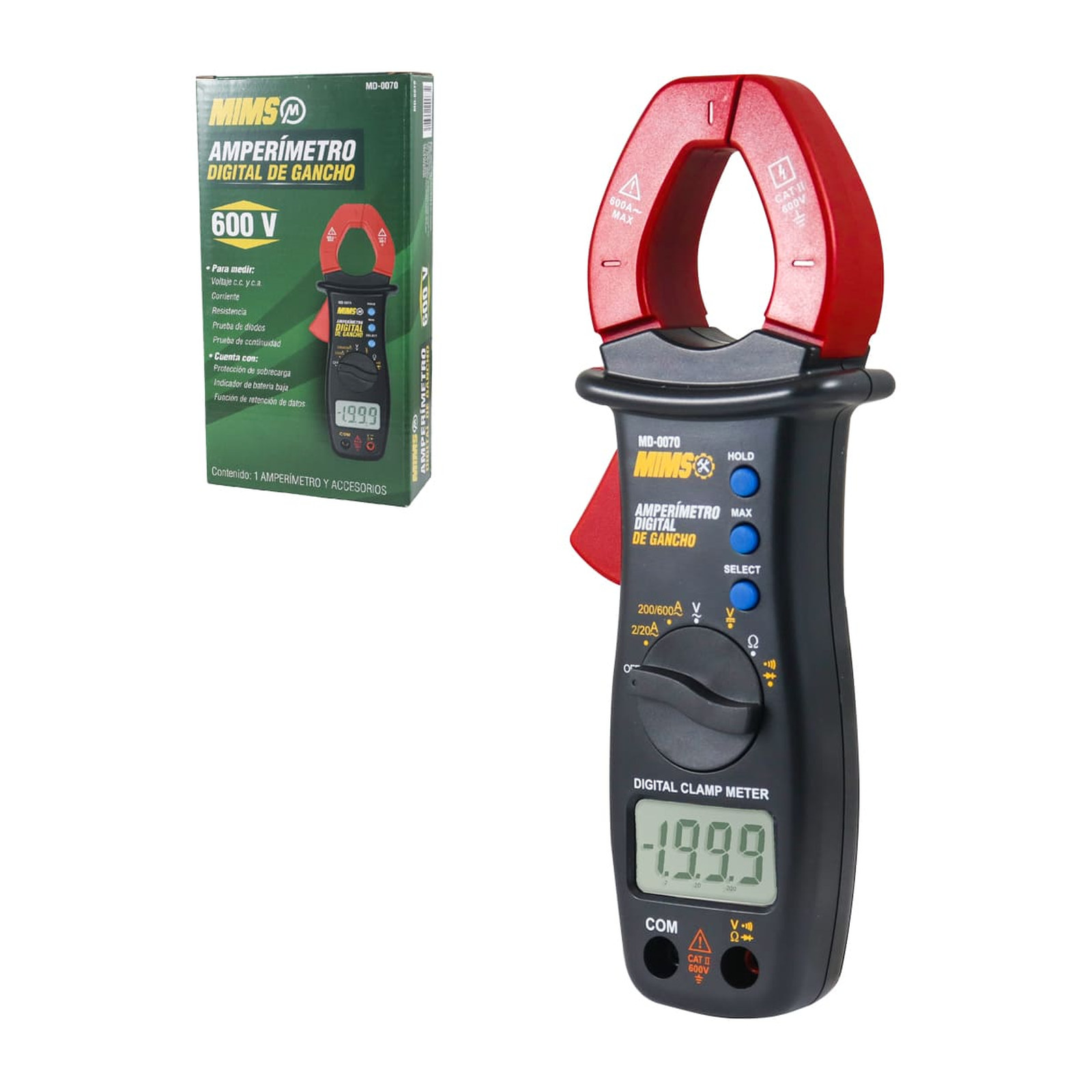 Amperímetro Digital de Gancho 600V MIMS
