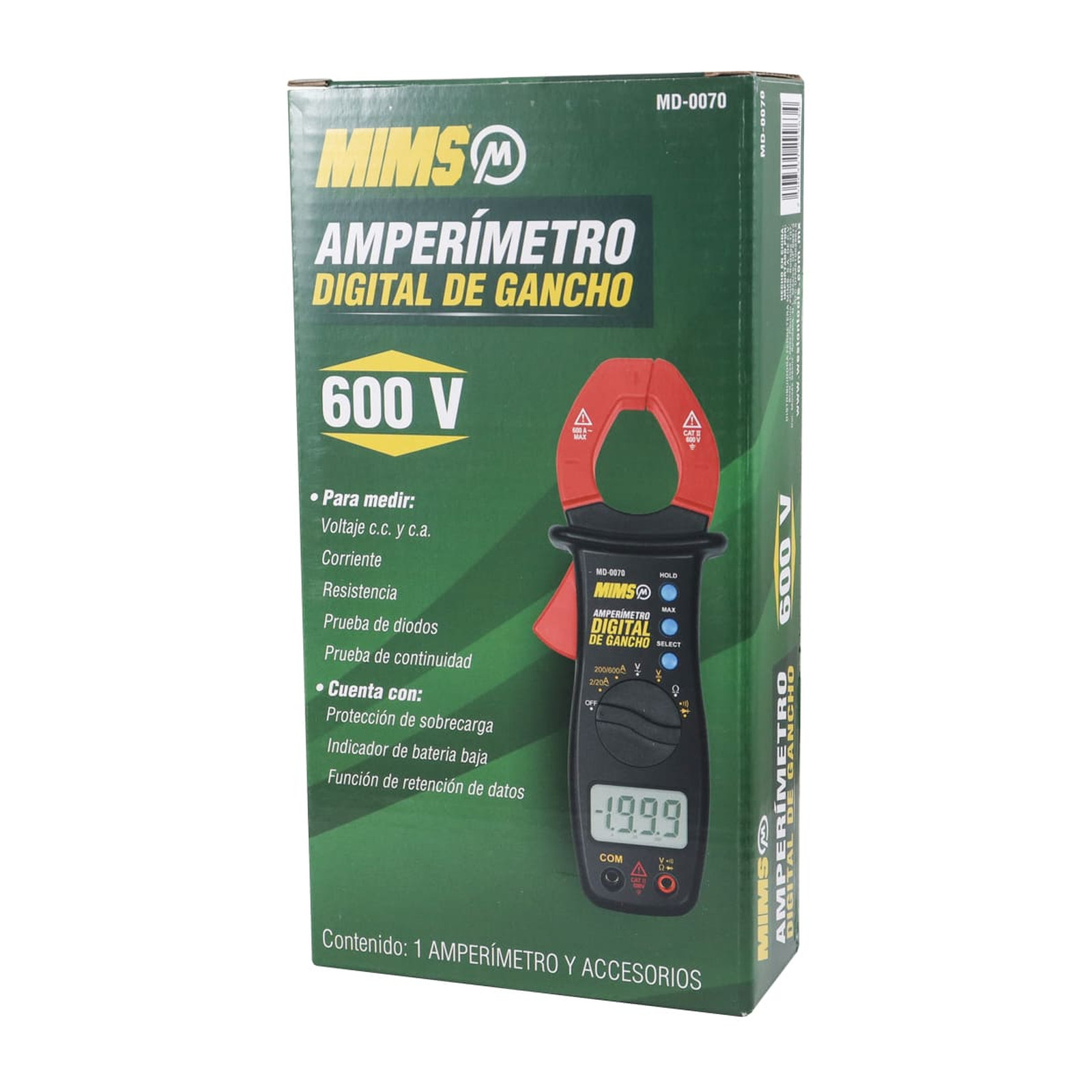 AMPERIMETRO DIGITAL DE GANCHO 600V - Imagen 3