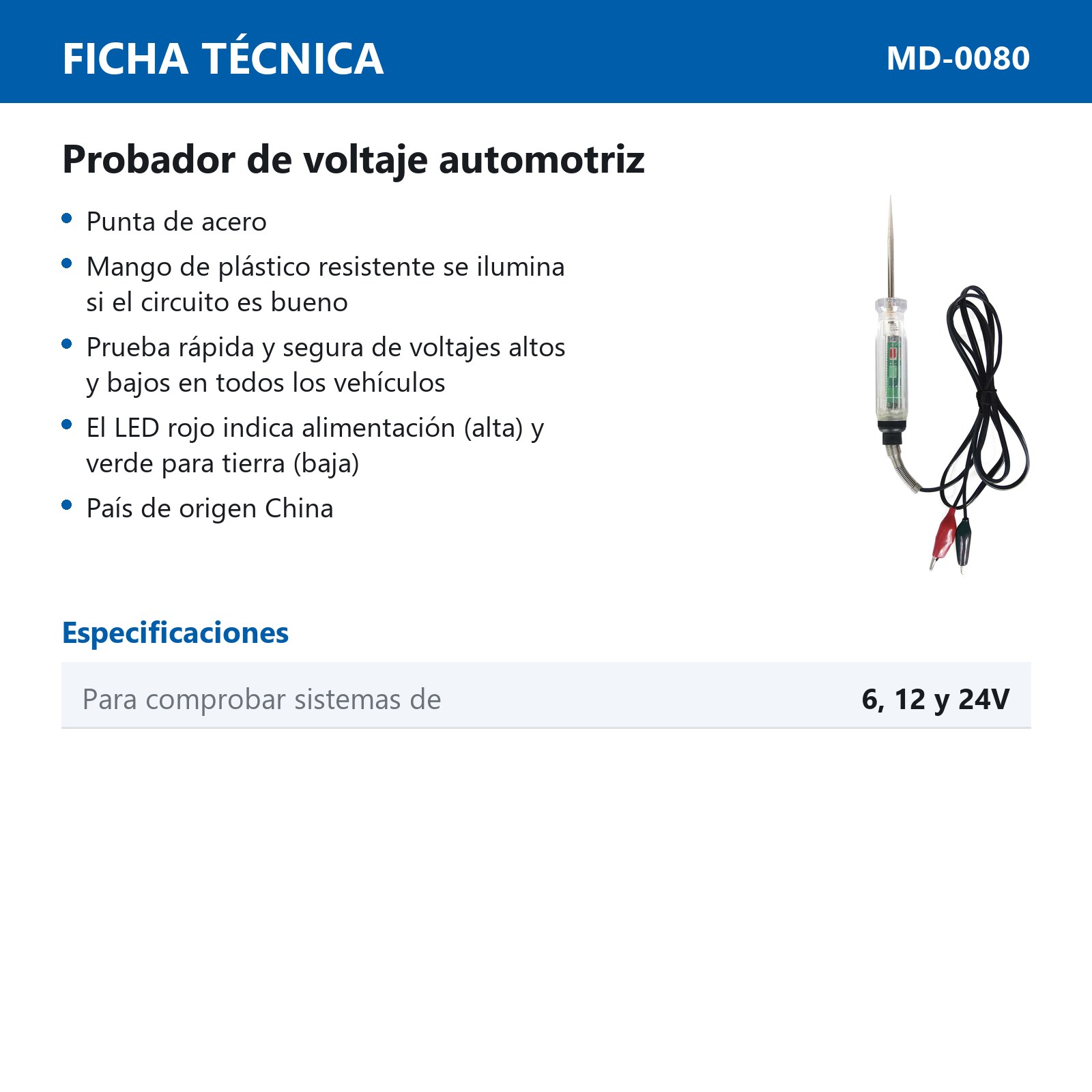 PROBADOR DE VOLTAJE AUTOMOTRIZ - Imagen 2