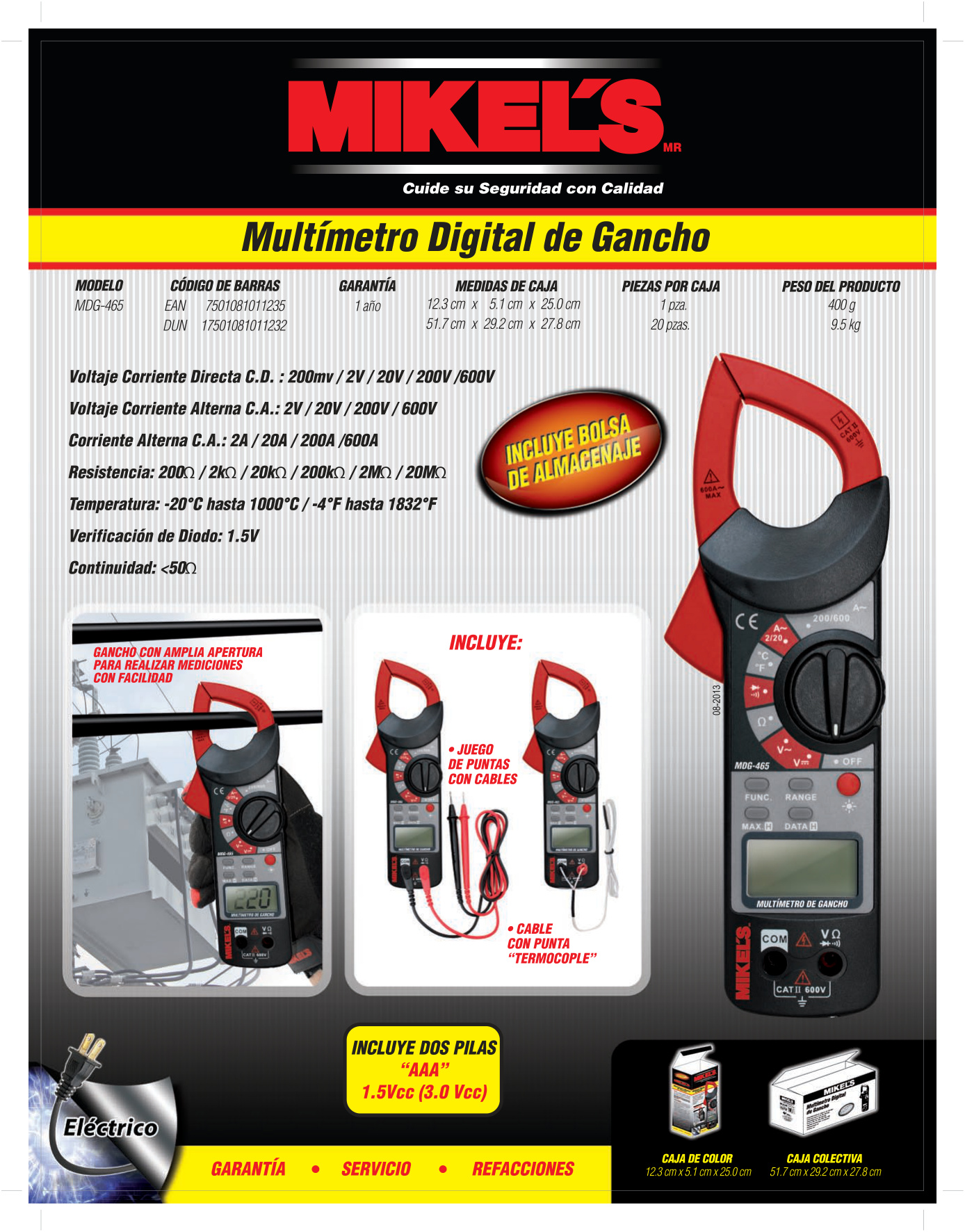 MIKELS MDG-465 Multímetro digital de gancho - Imagen 4