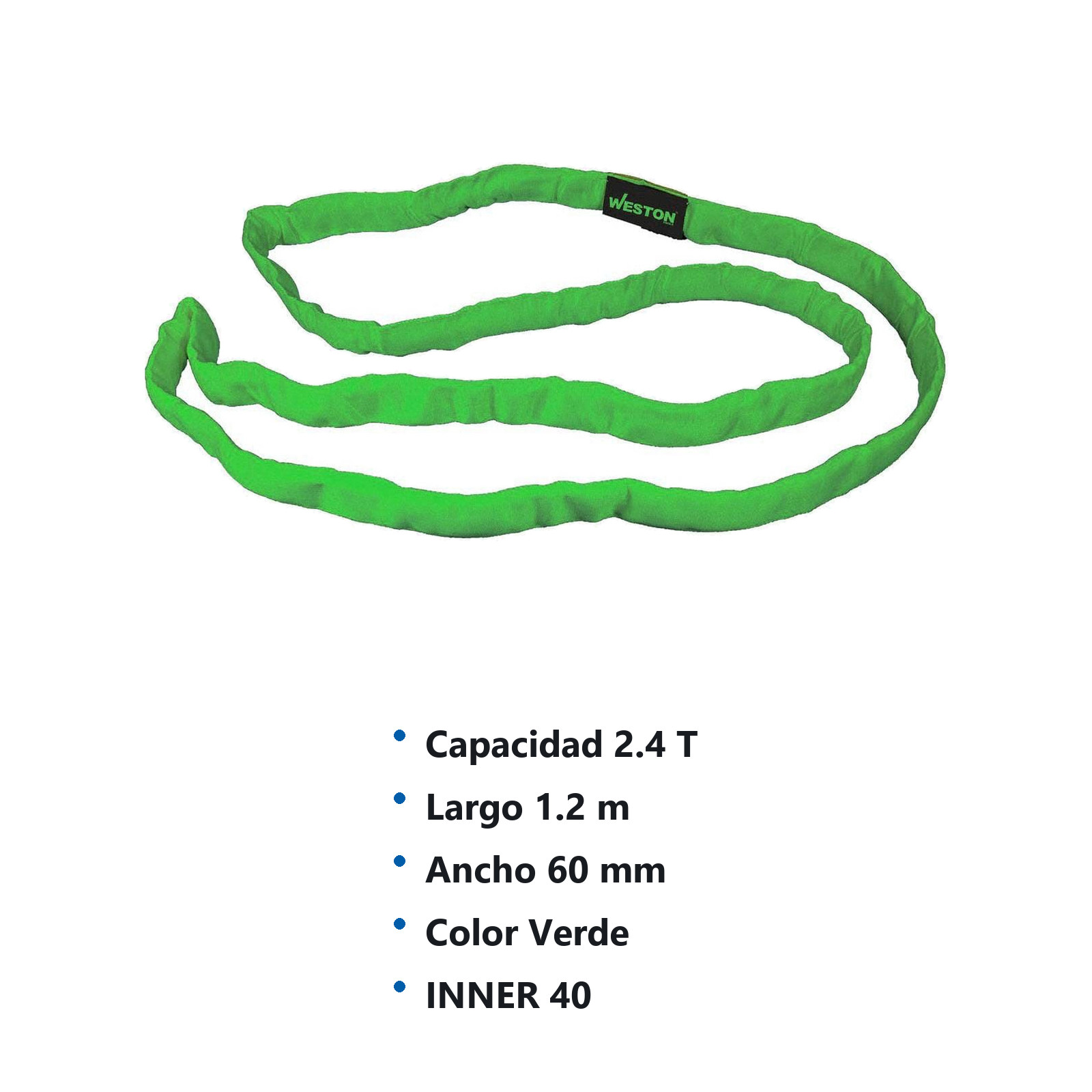 ESLINGA CIRCULO SIN FIN POLIESTER VERDE 1.2M 2.4T - Imagen 2