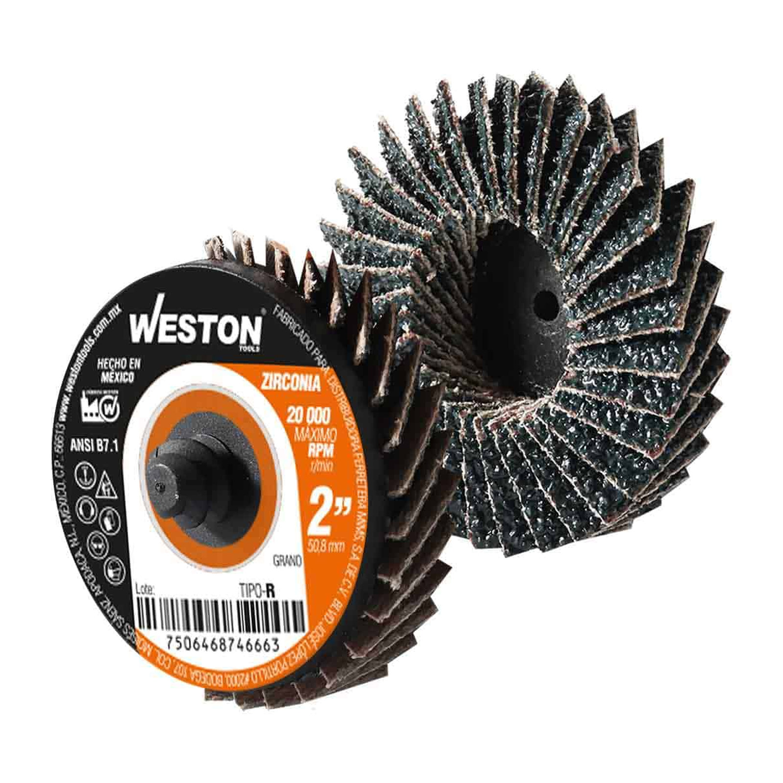 Mini Disco Laminado de Cambio Rápido 2" Tipo R Zirconia Grano 60 WESTON