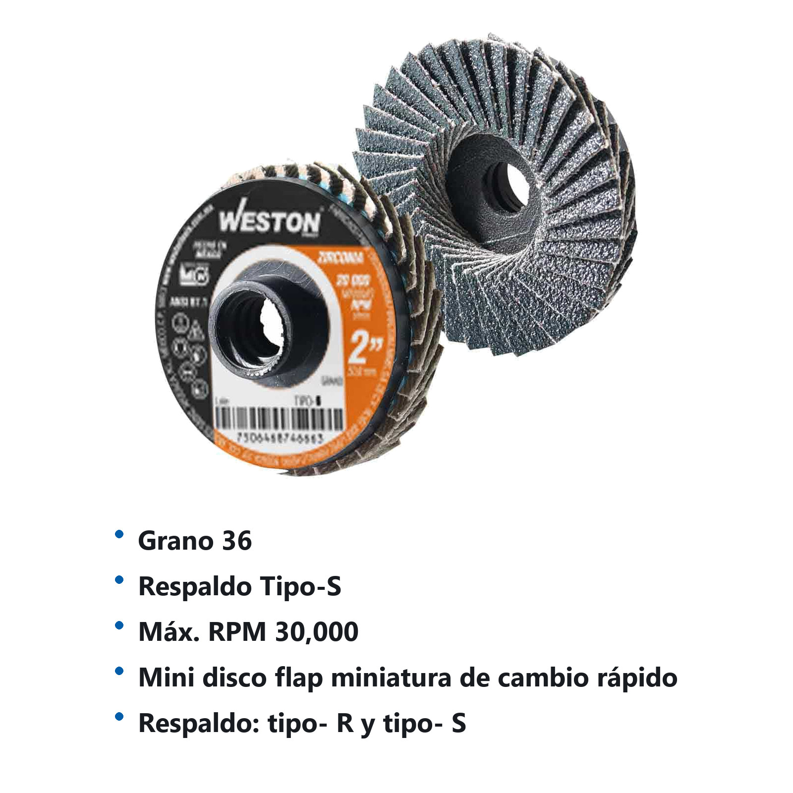 MINI DISCO LAMINADO D/CAMBIO RAPIDO 2" TIPO S ZIRCONIA G036 (Precio x Pieza - Bolsa c/20 pzs) - Imagen 3