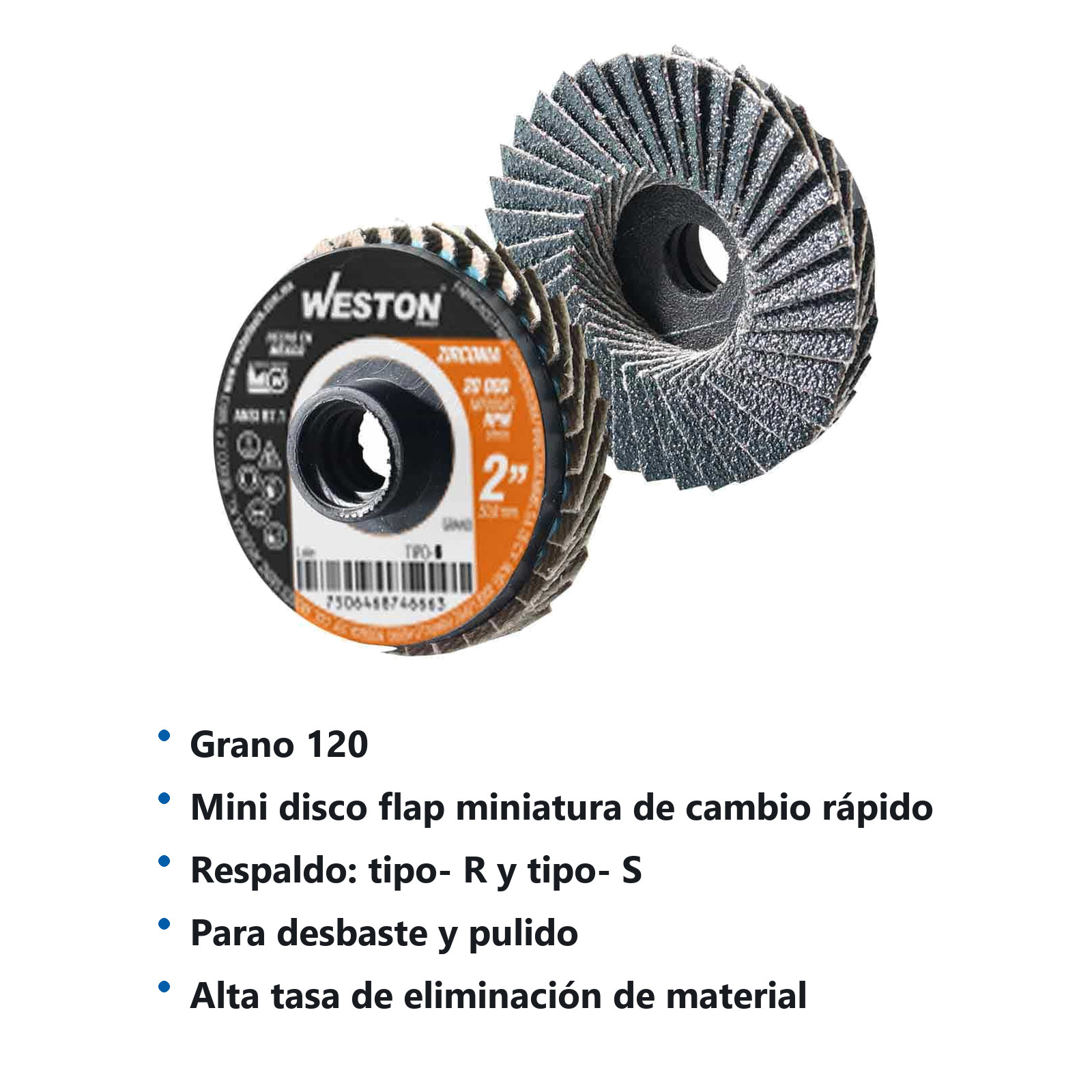 MINI DISCO LAMINADO D/CAMBIO RAPIDO 2" TIPO S ZIRCONIA G120 (Precio x Pieza - Bolsa c/20 pzs) - Imagen 3