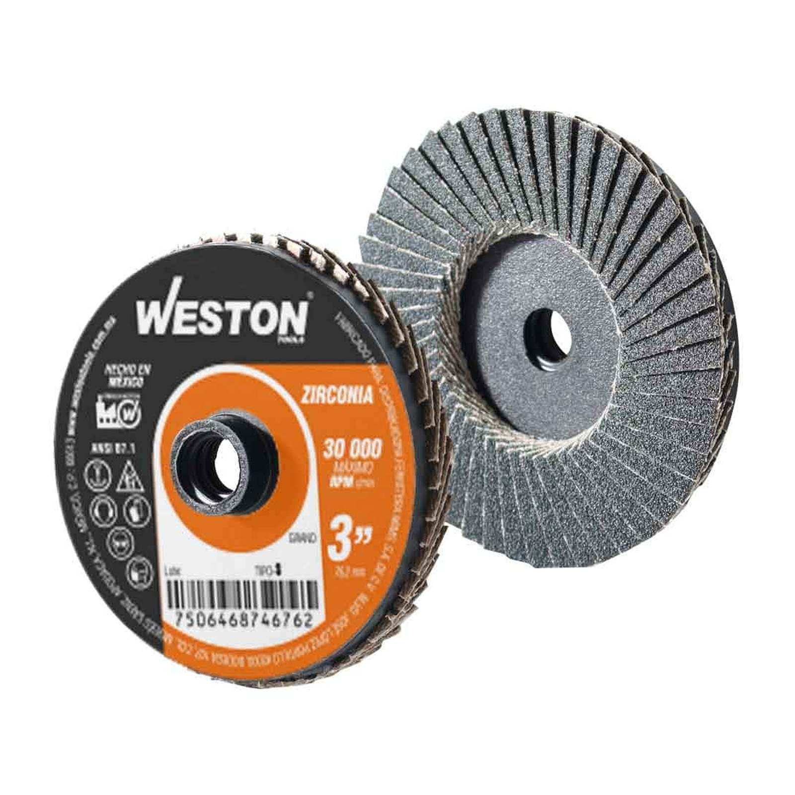 Mini Disco Laminado de Cambio Rápido 3" Tipo S Zirconia Grano 36 WESTON