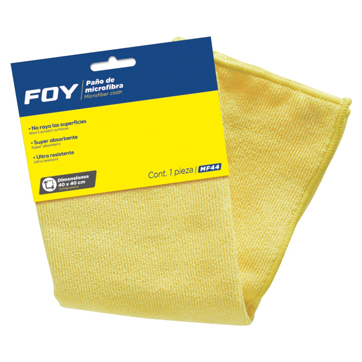 Paño de microfibra de 40 x 40 cm amarillo Foy - Imagen 2