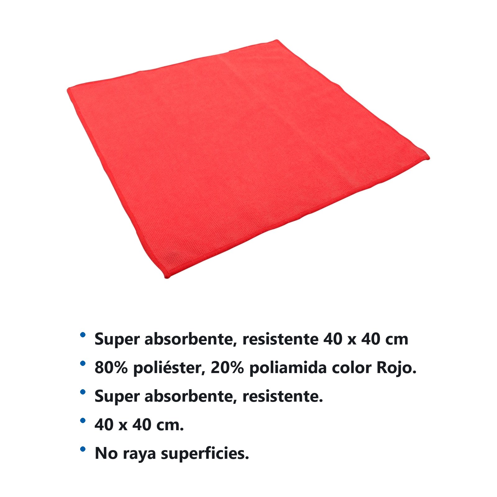 Paño de microfibra de 40 x 40 cm rojo Foy - Imagen 2